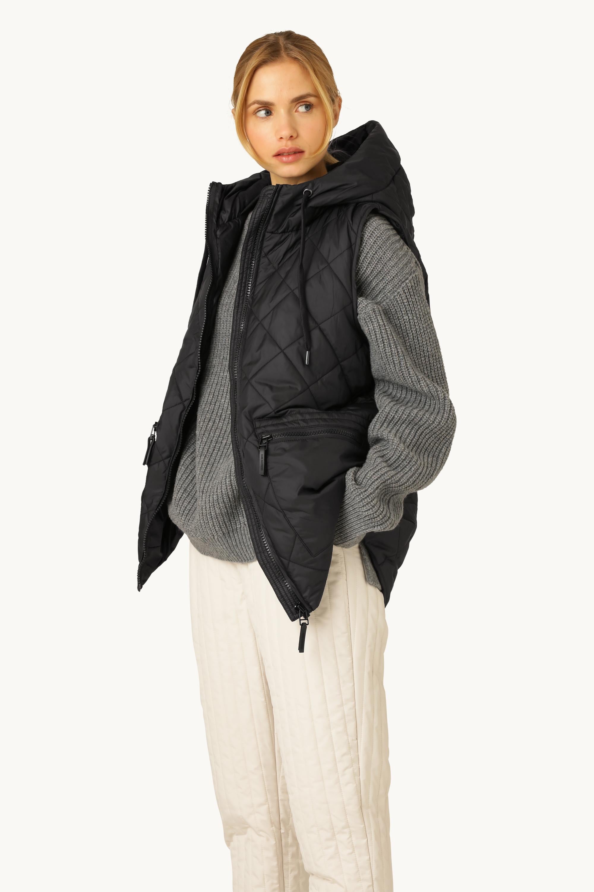 Padded Short Vest - Black