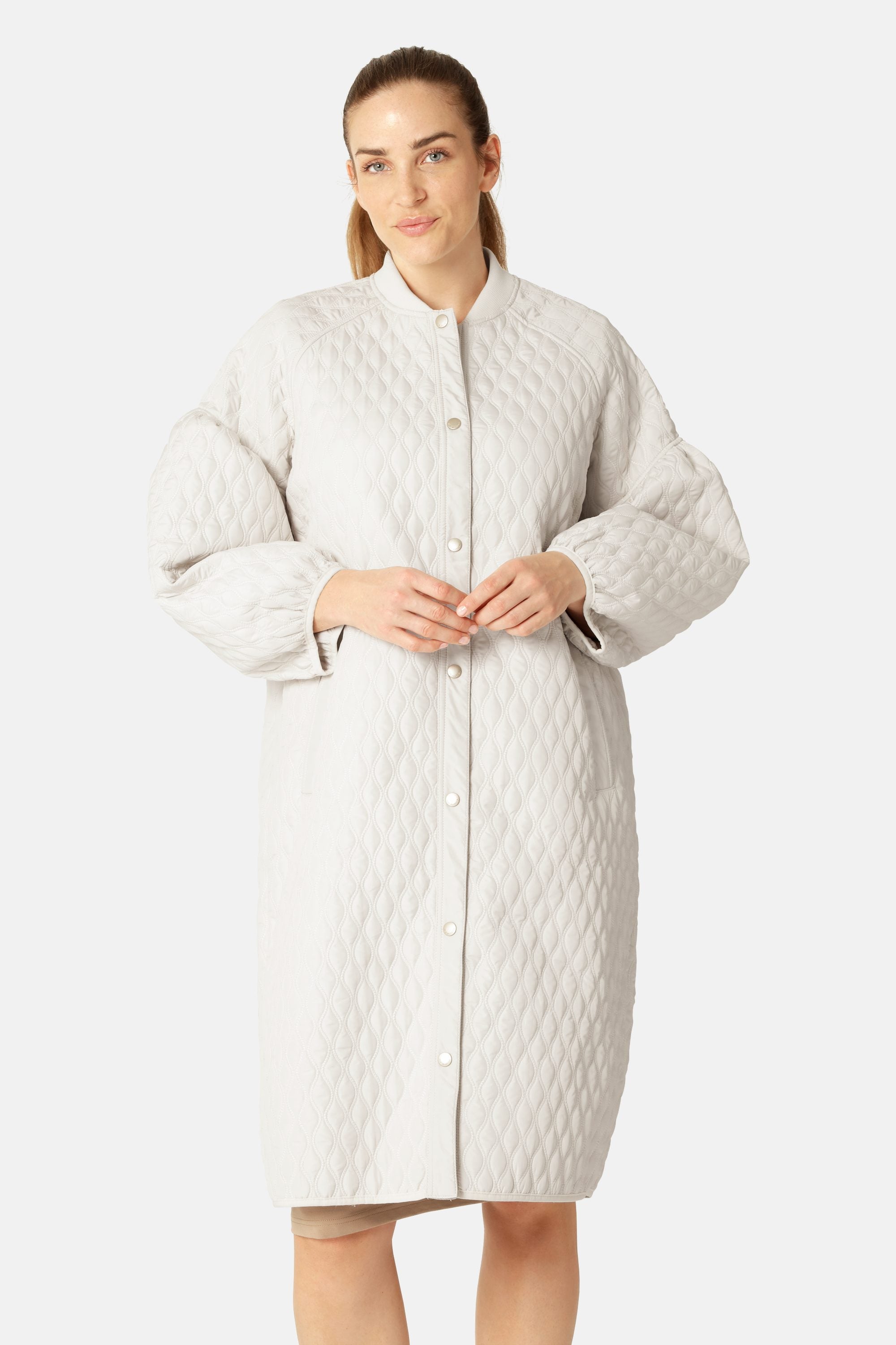 Long Quilt Jacket - Milk Creme