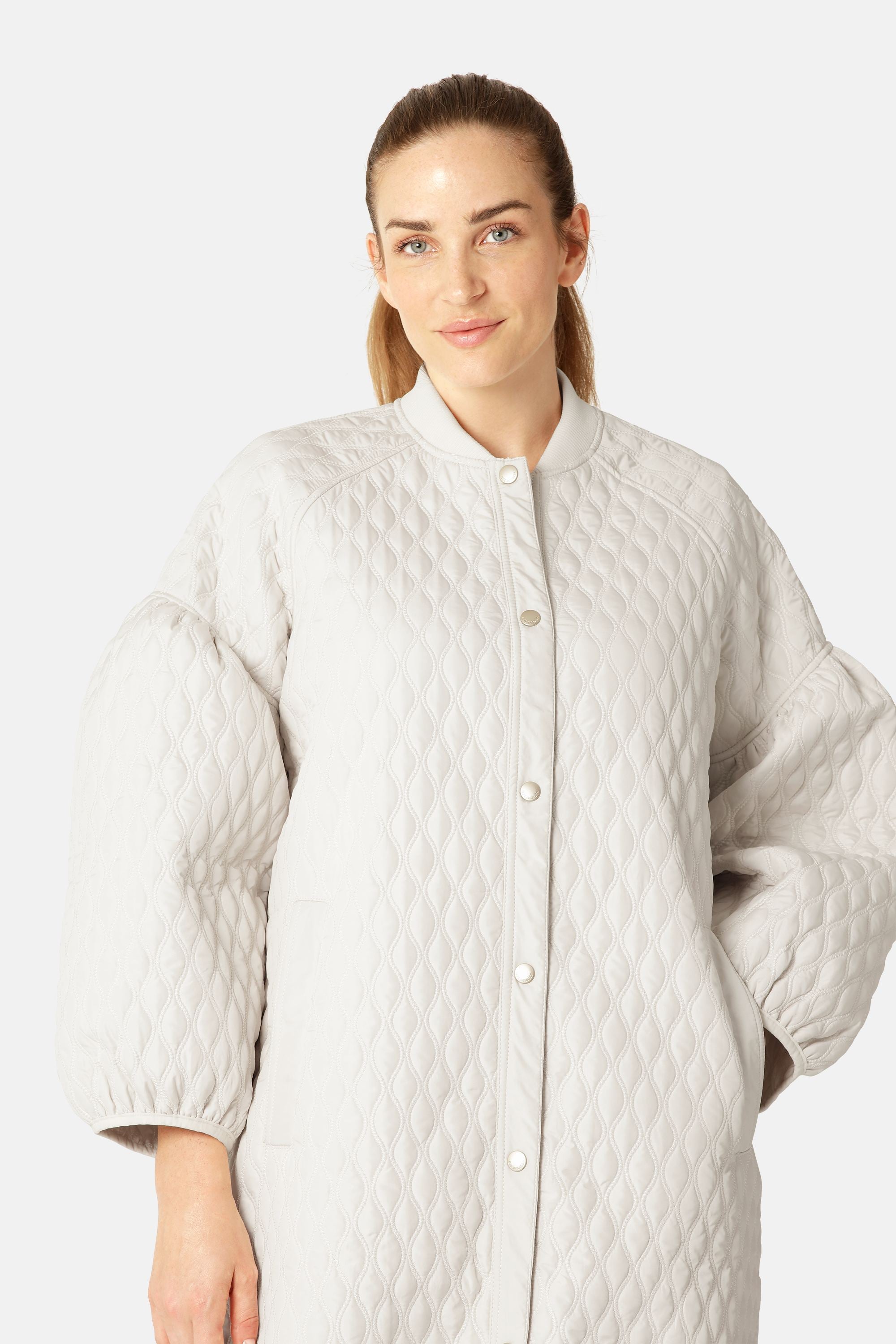 Long Quilt Jacket - Milk Creme