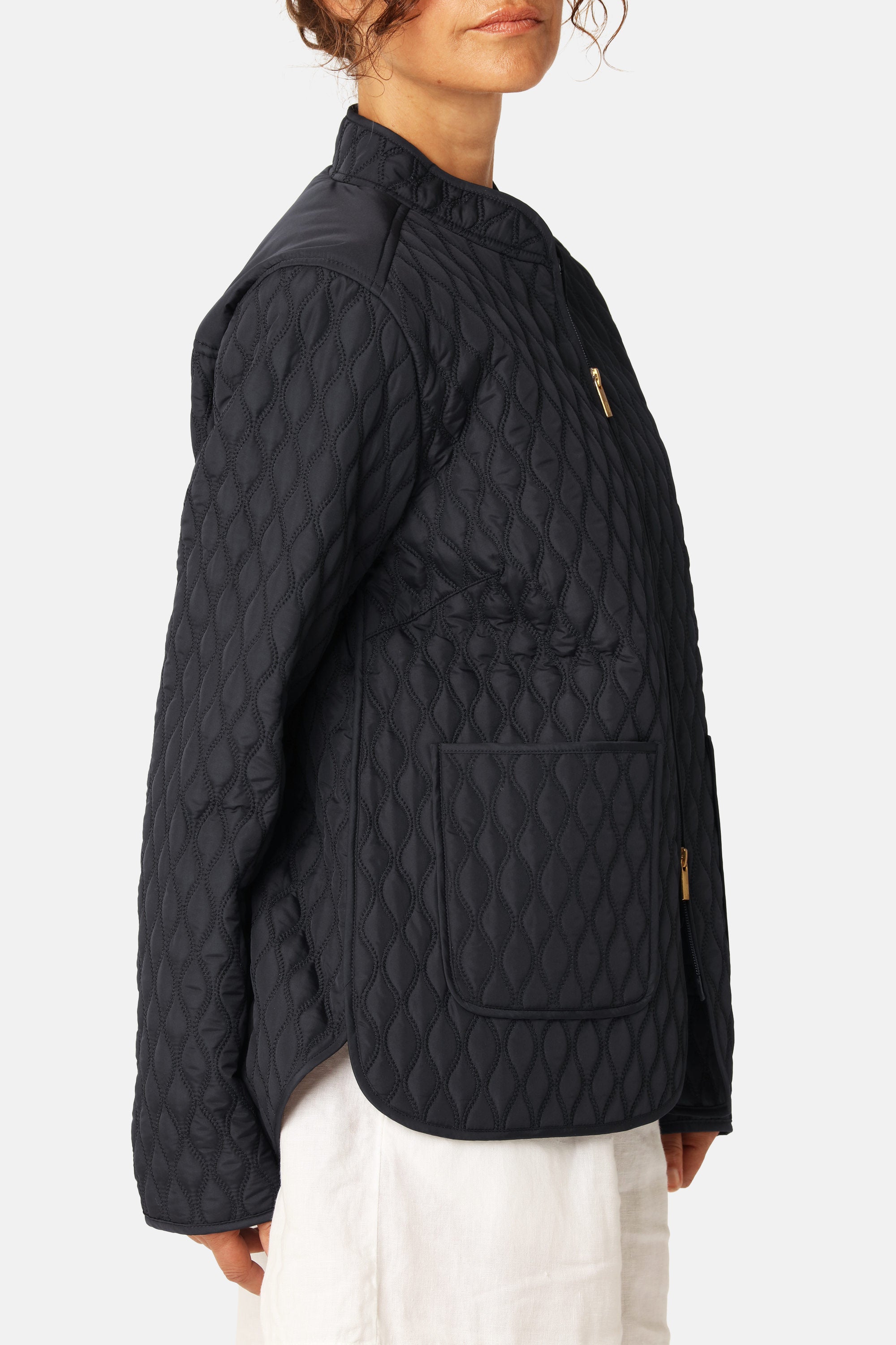 Short Quilt Jacket - Dark Indigo