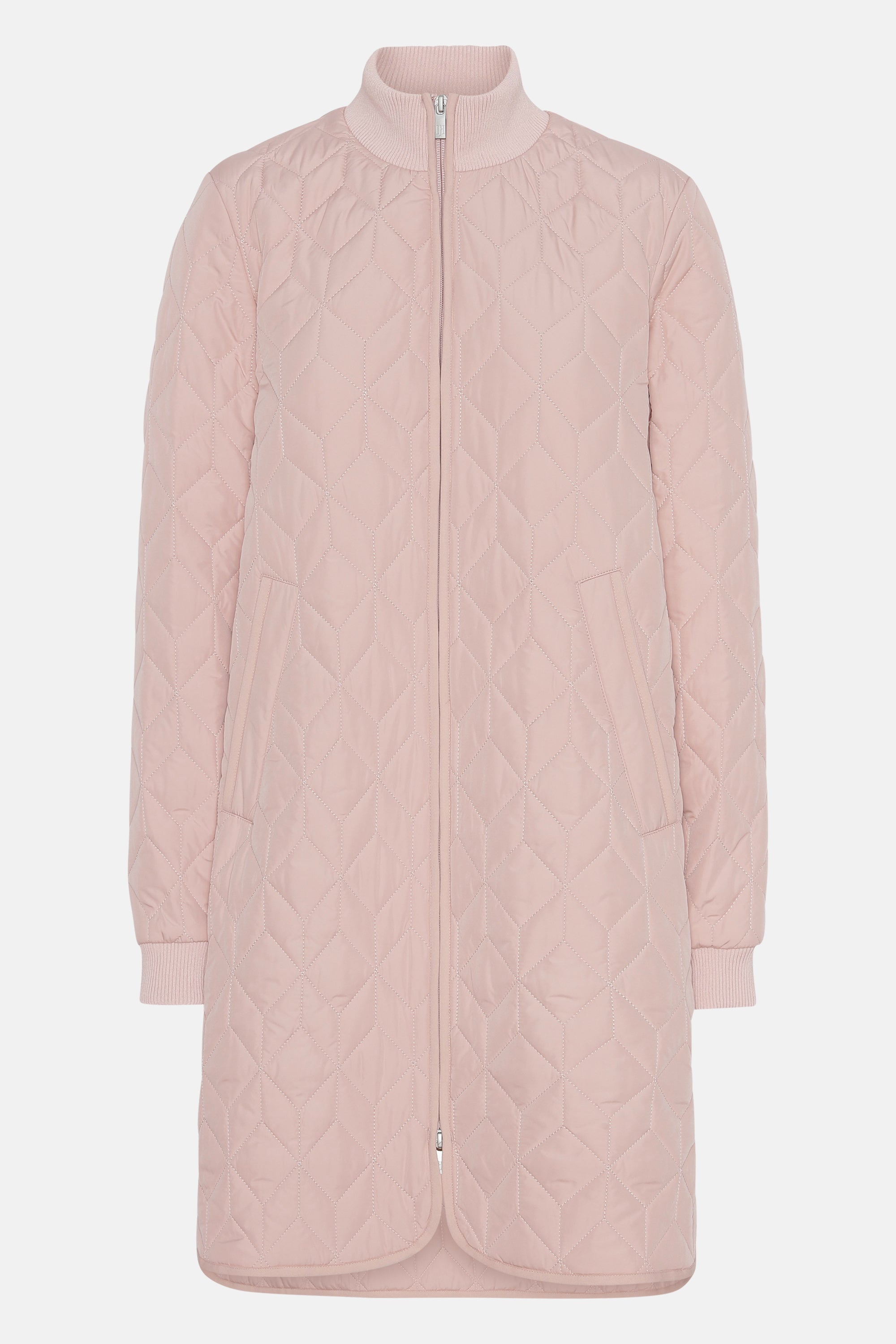 Long Padded Quilt Jacket - Pale Pink