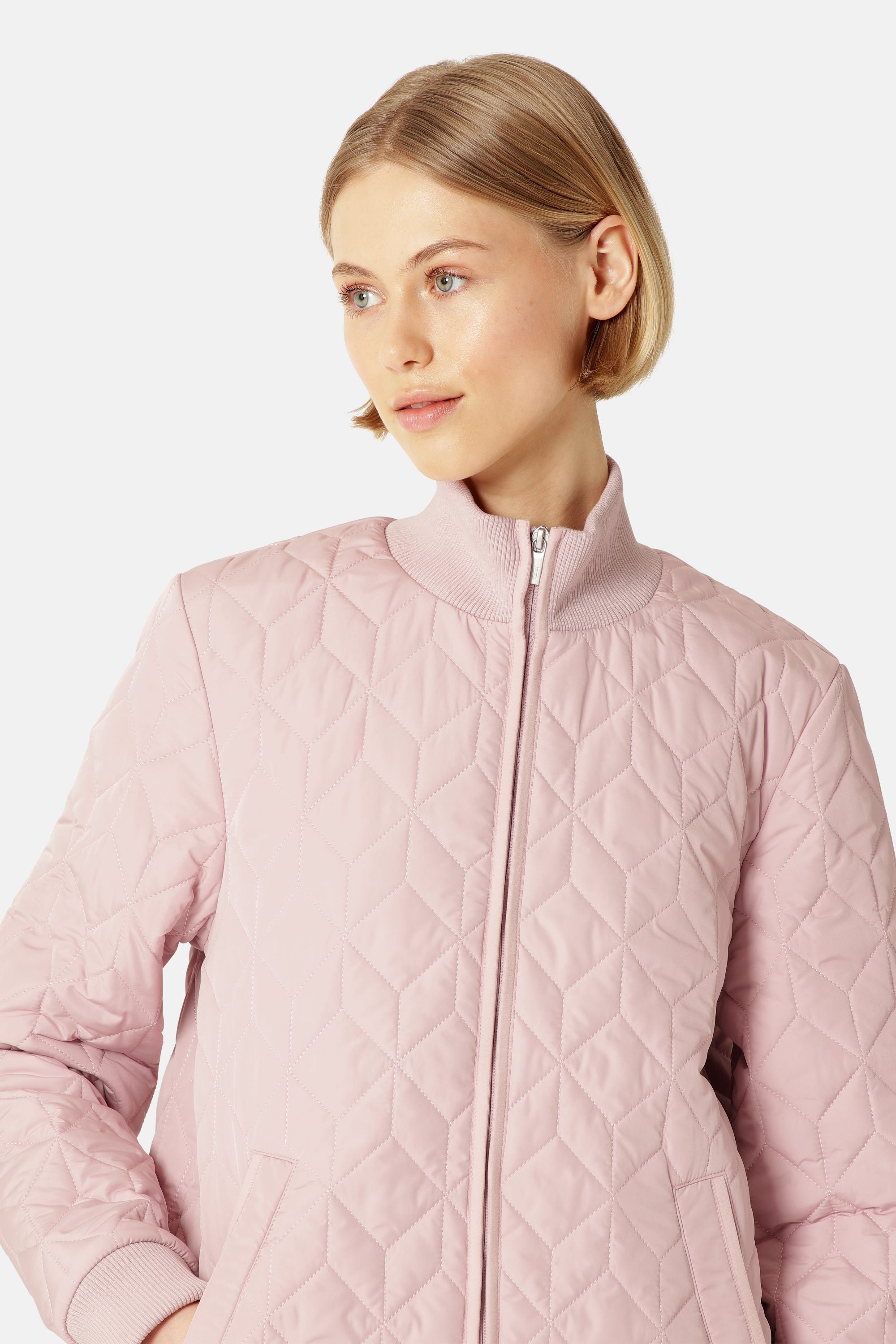 Long Padded Quilt Jacket - Burnished Lilac