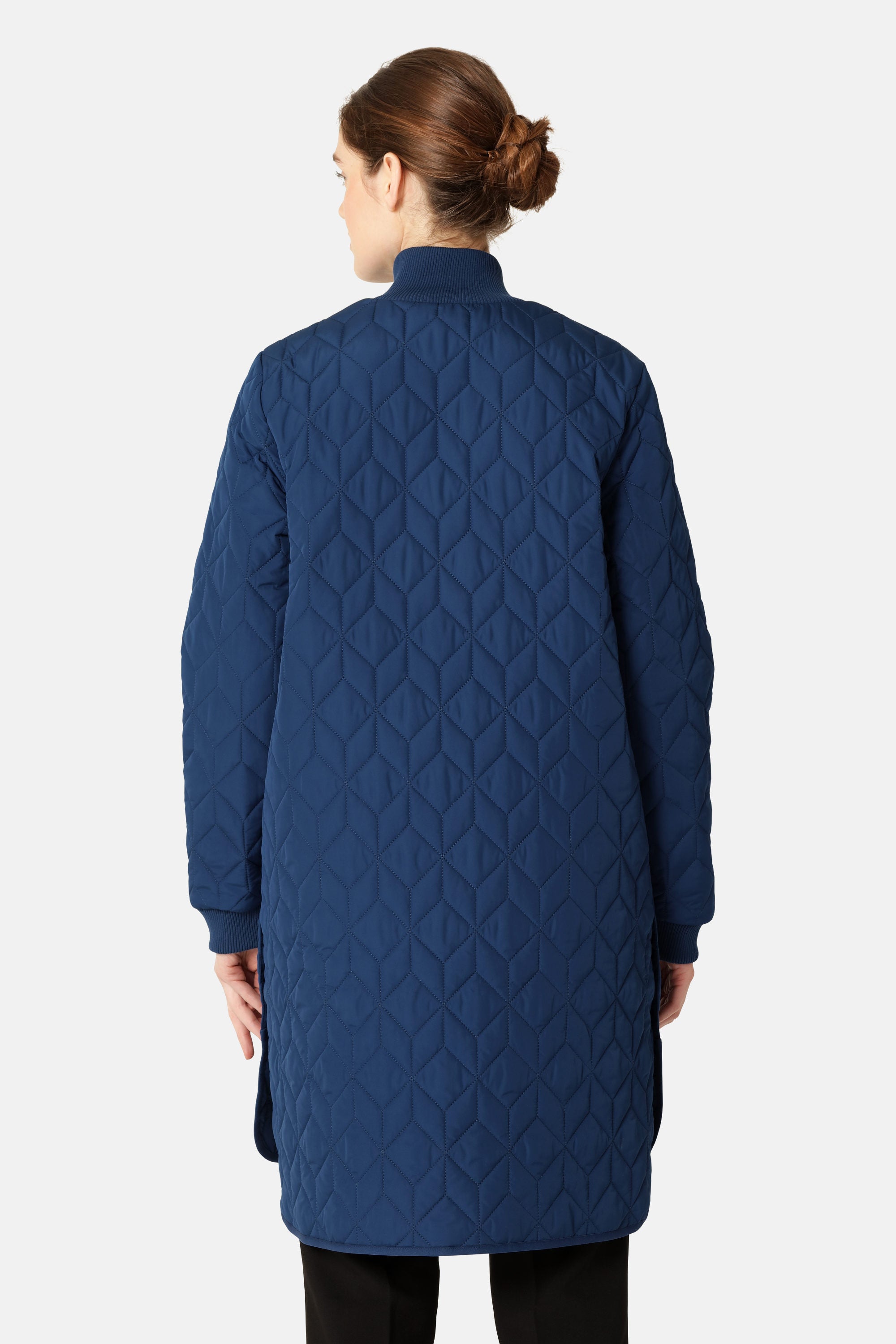 Long Padded Quilt Jacket - Estate Blue