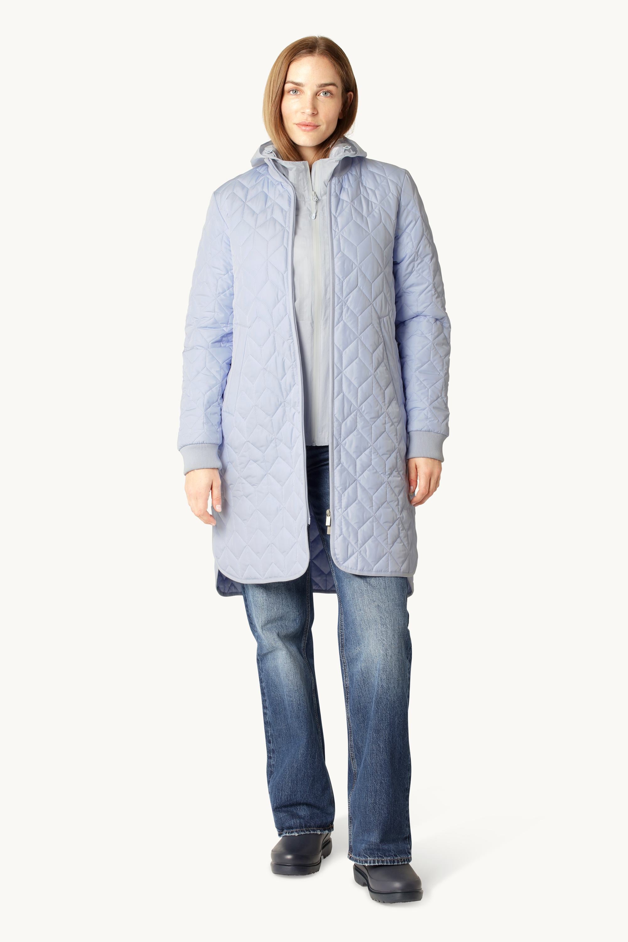 Long Quilted Jacket - Heather