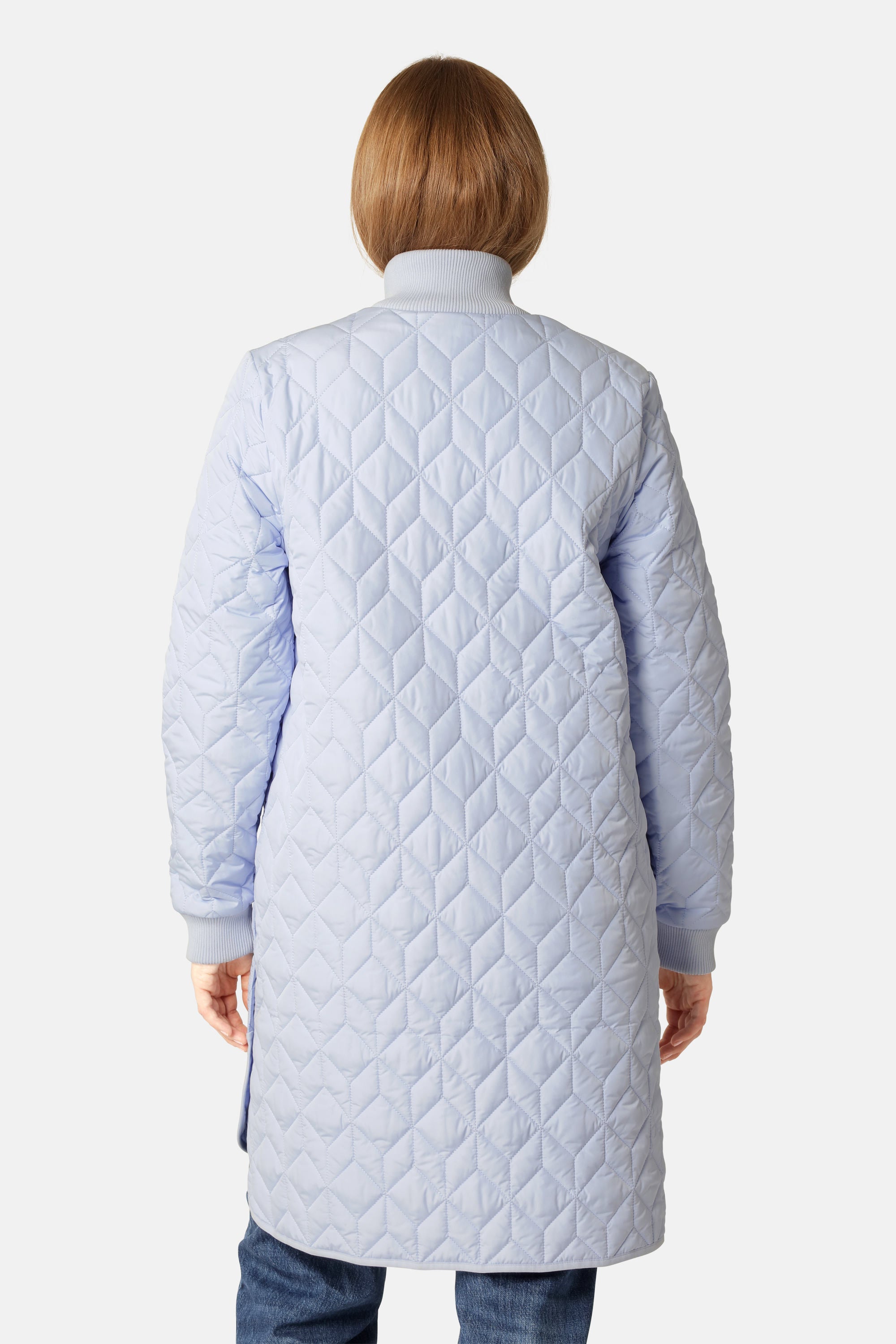 Long Padded Quilt Jacket - Heather