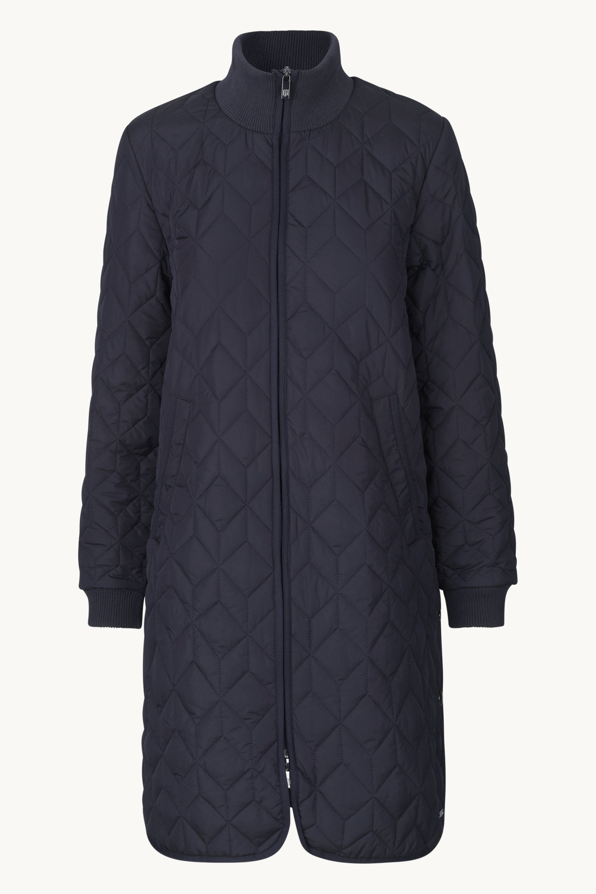 Long Padded Quilt Jacket - Dark Indigo