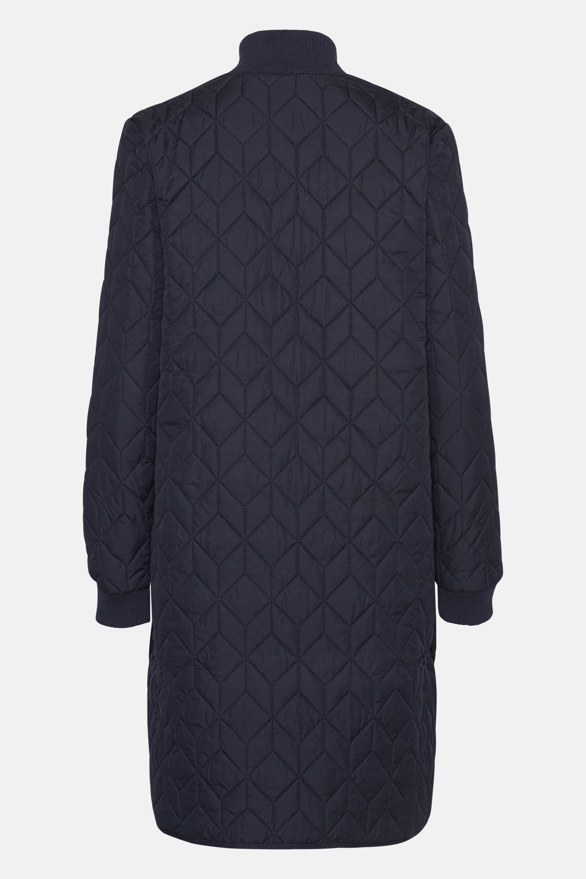 Long Padded Quilt Jacket - Dark Indigo