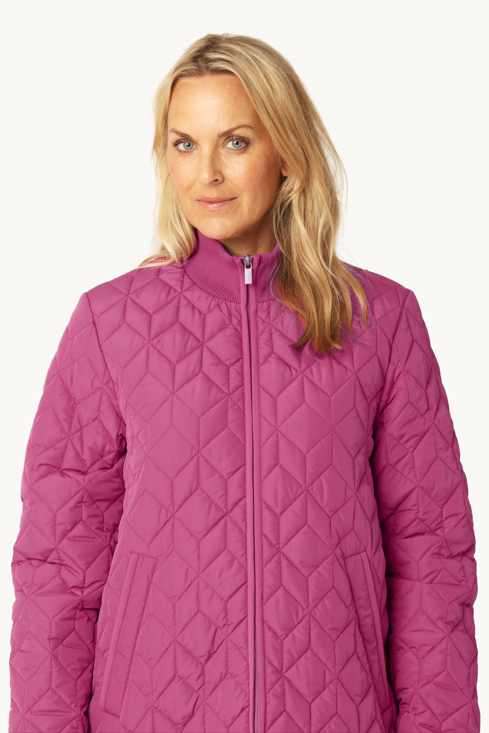 Long Padded Quilt Jacket - Magenta Haze
