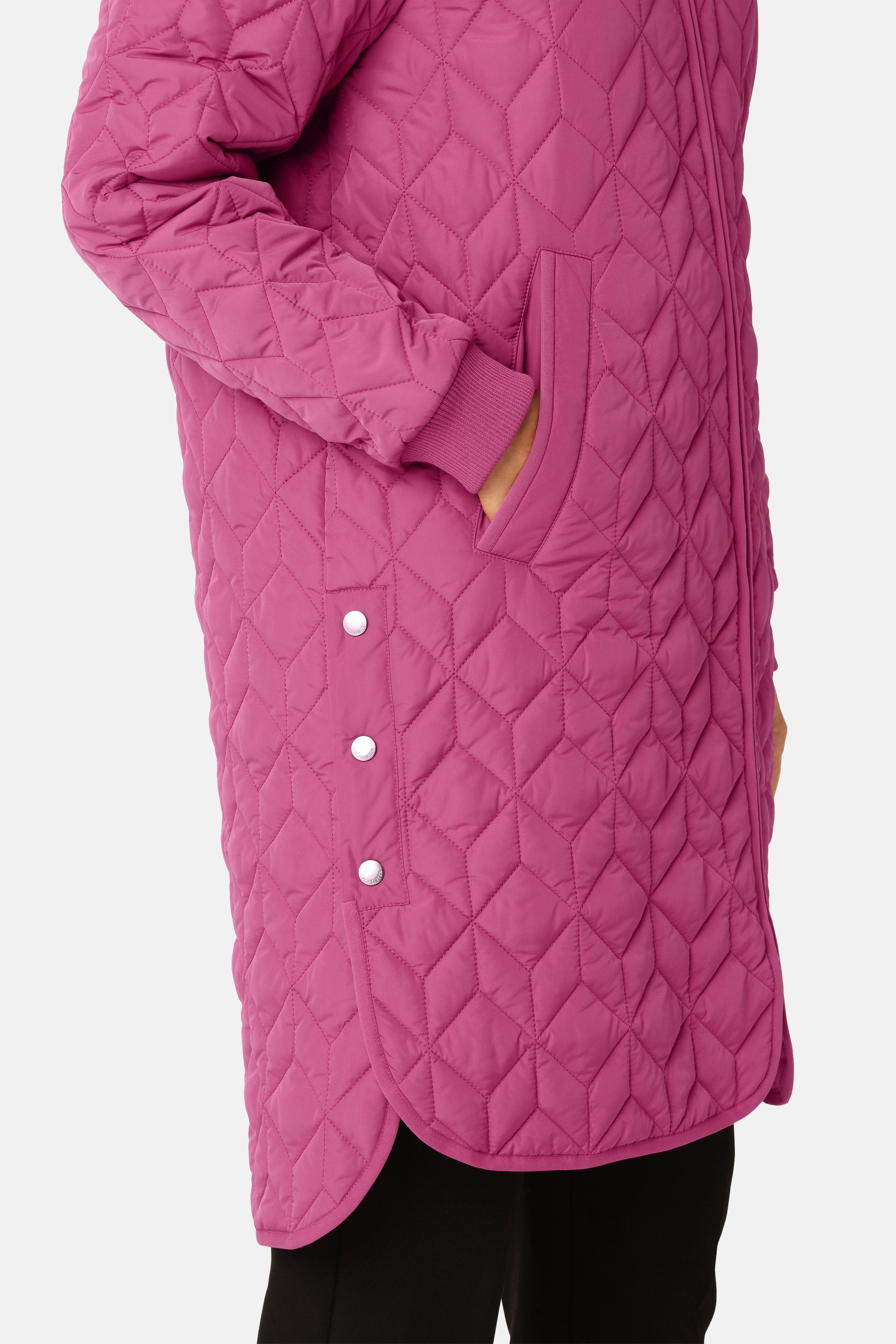 Long Padded Quilt Jacket - Magenta Haze