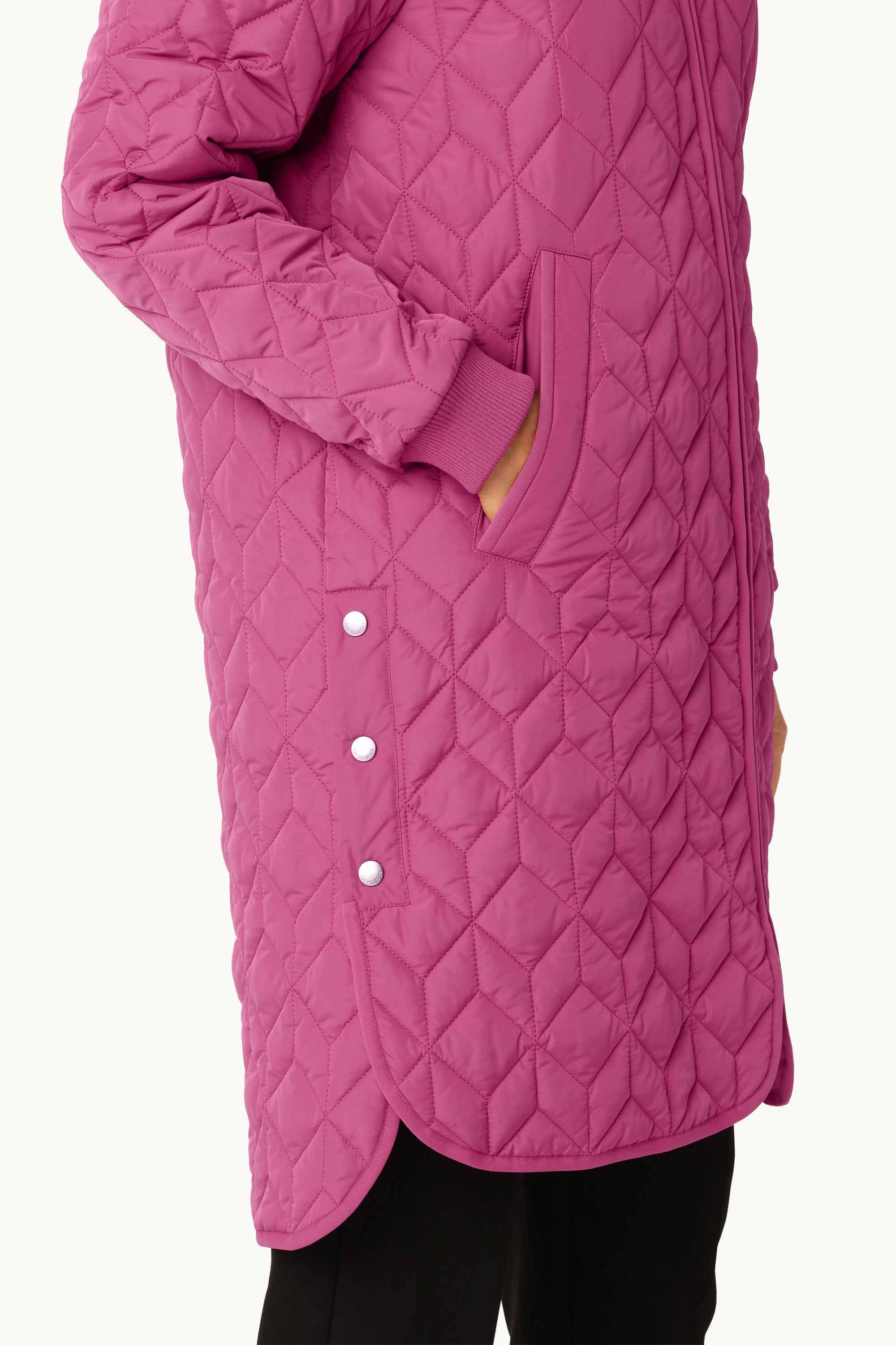 Long Padded Quilt Jacket - Magenta Haze