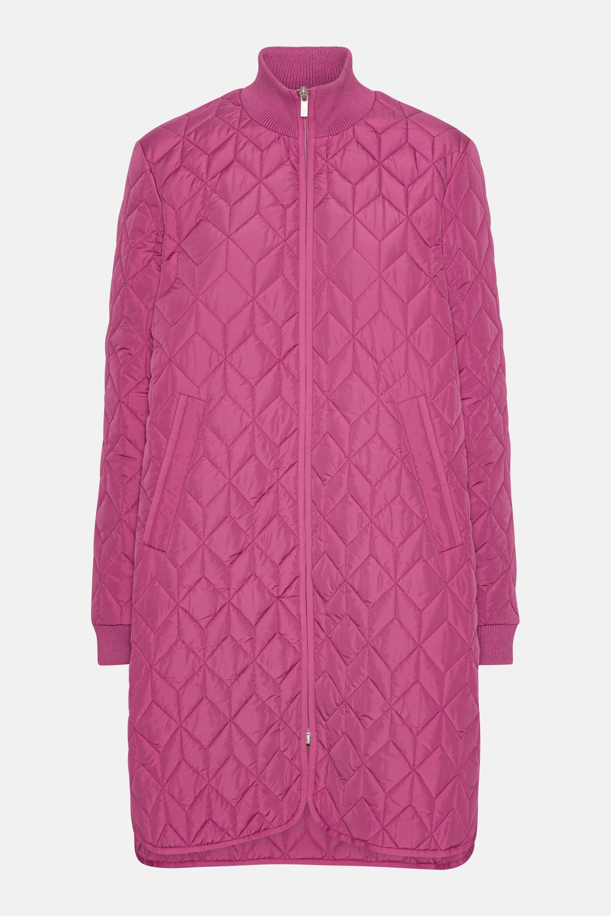 Long Padded Quilt Jacket - Magenta Haze