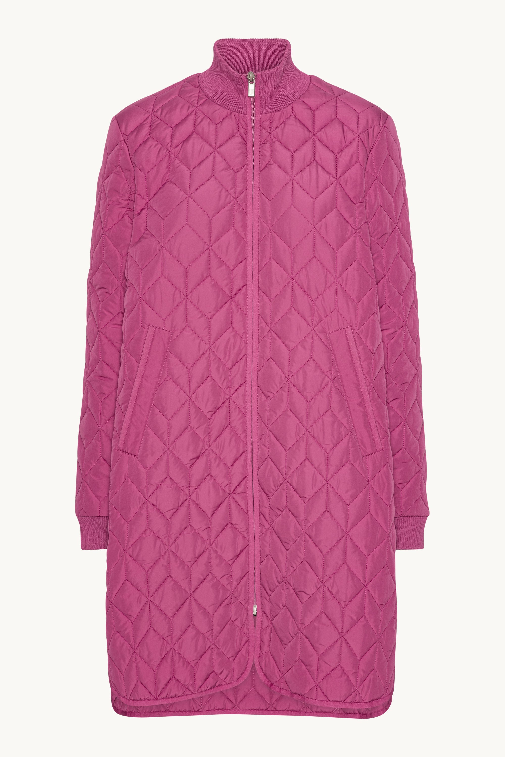 Long Padded Quilt Jacket - Magenta Haze