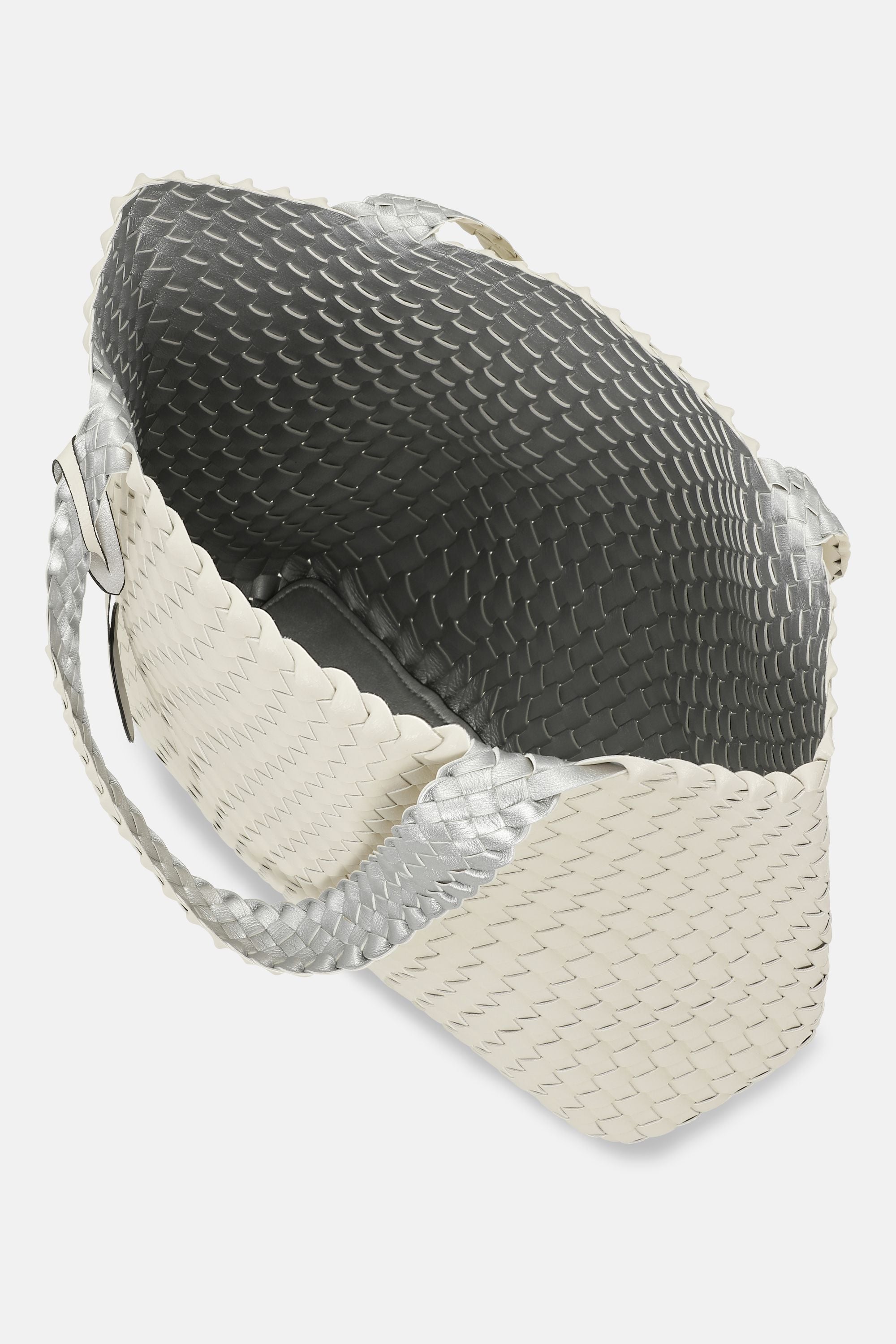 Tote Bag Braided - Egg White Silver