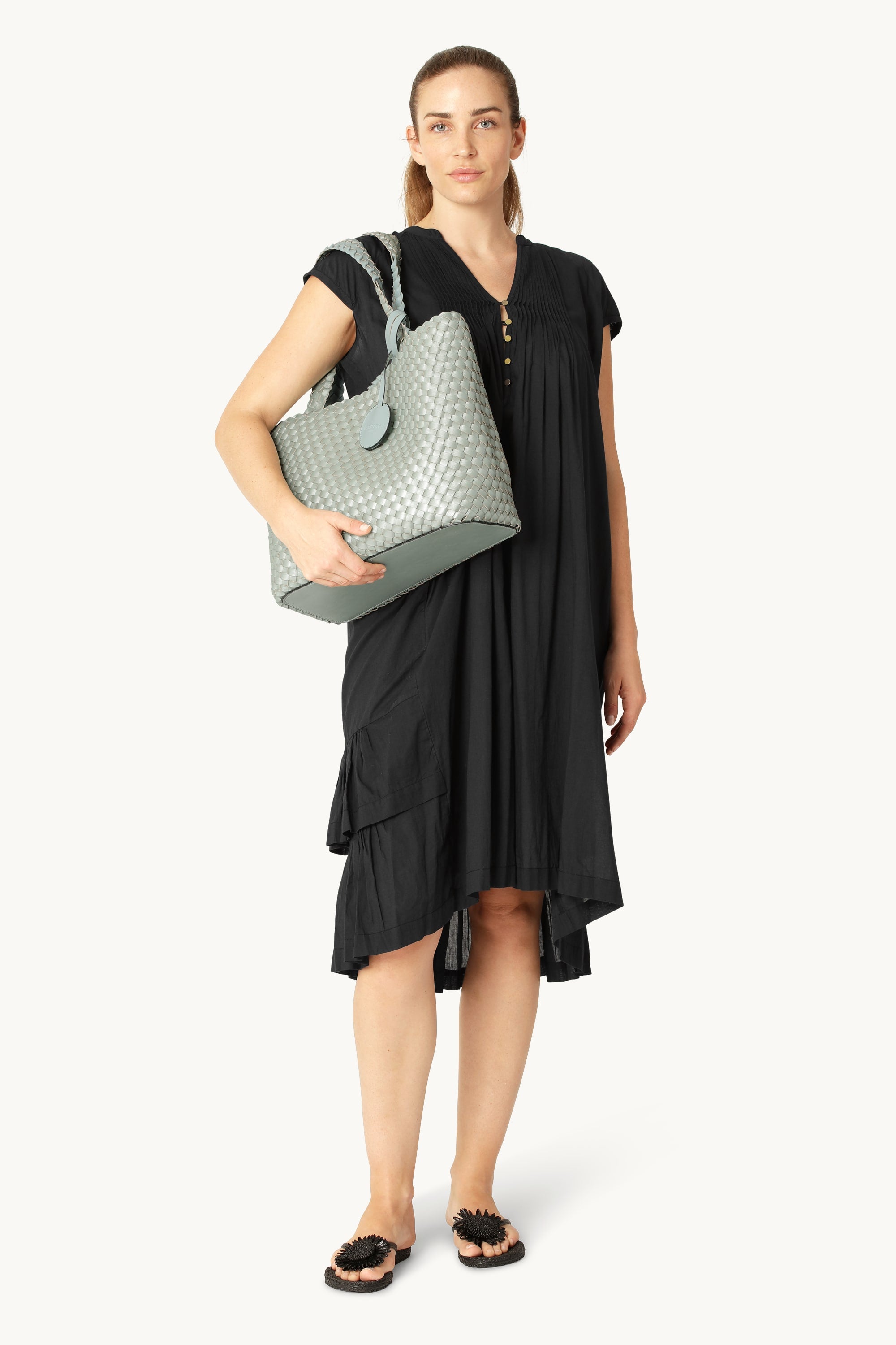 Tote Bag Braided - Beach Glass Metallic Mint
