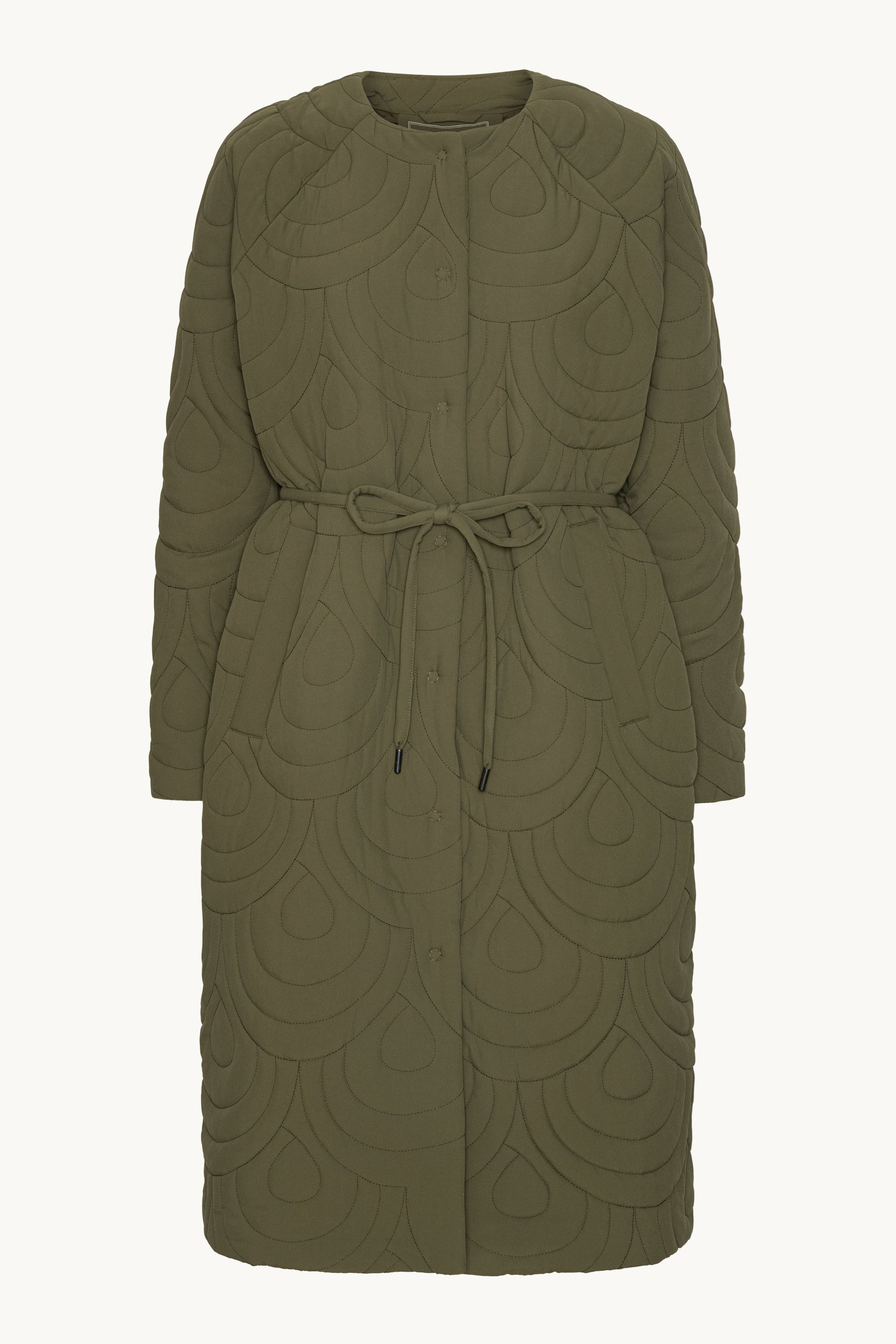 Long Quilted Jacket - Olive Night