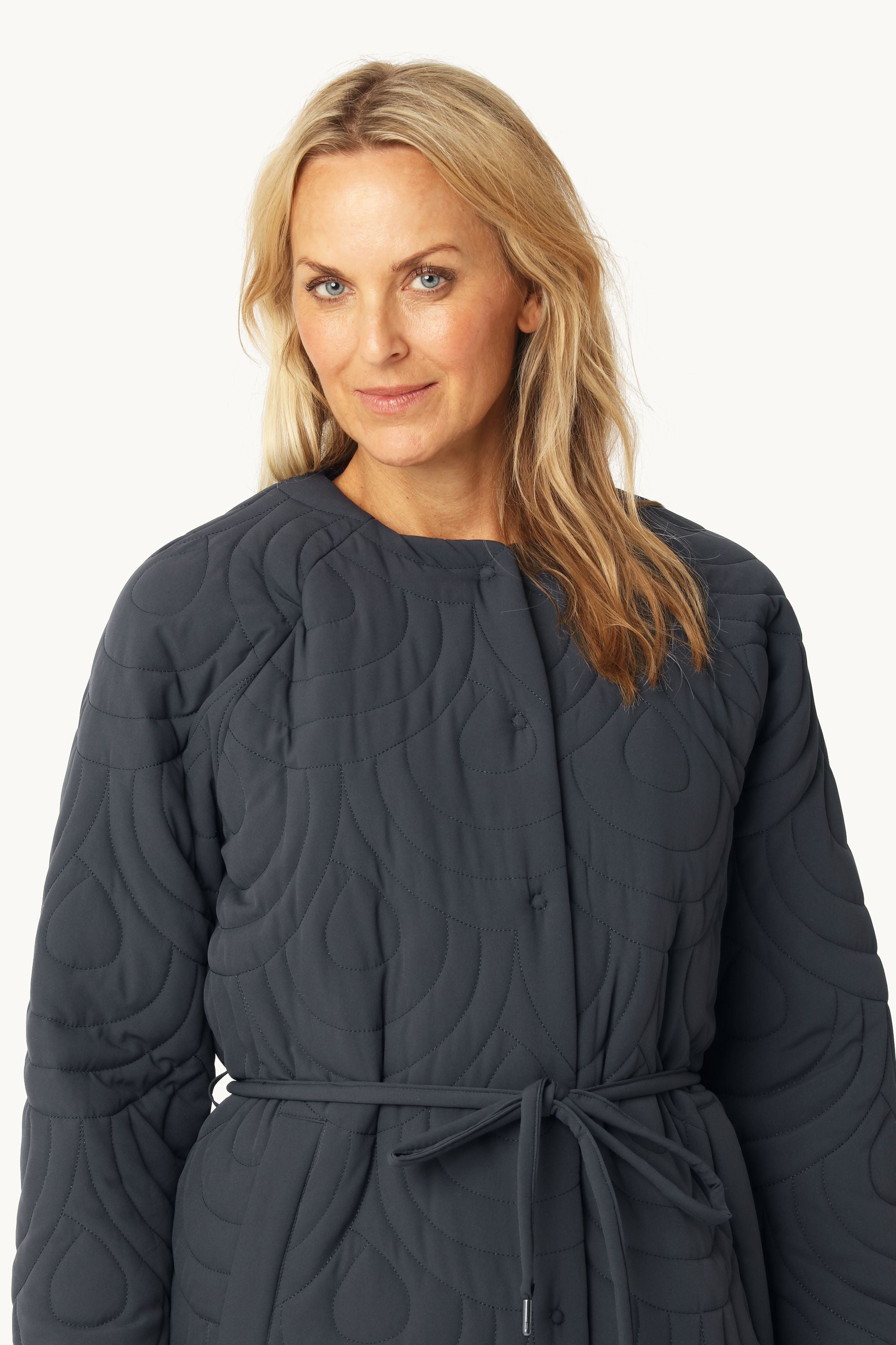 Long Quilted Jacket - Dark Indigo
