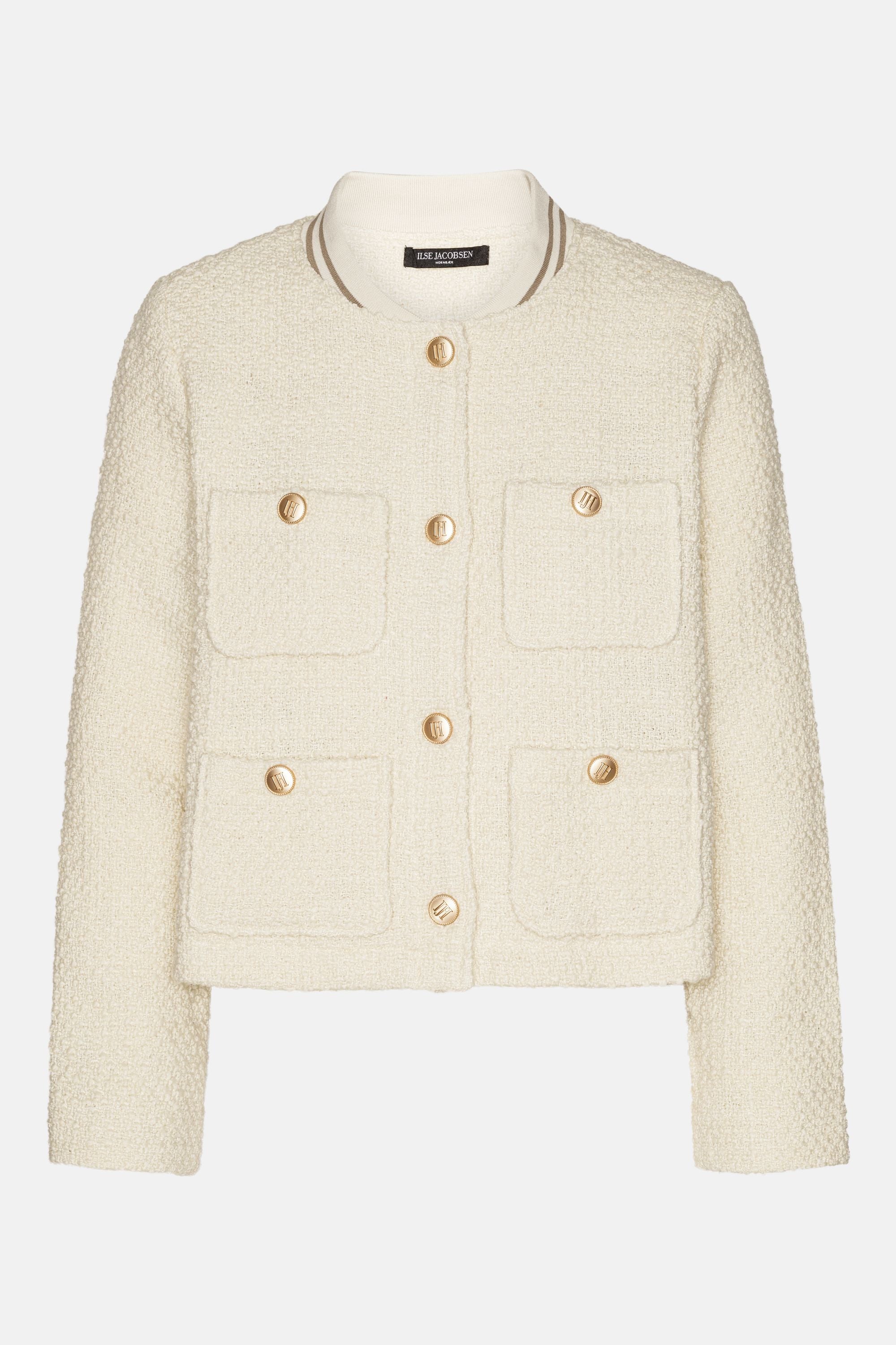 Bouclé Bomber Jacket - Creme