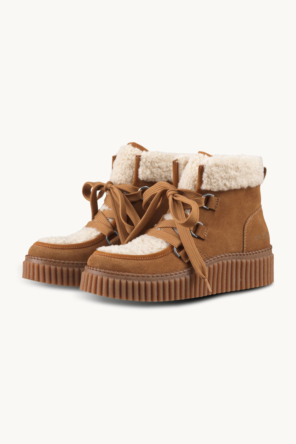 Suede Boots with Laces - Cashew Clay
