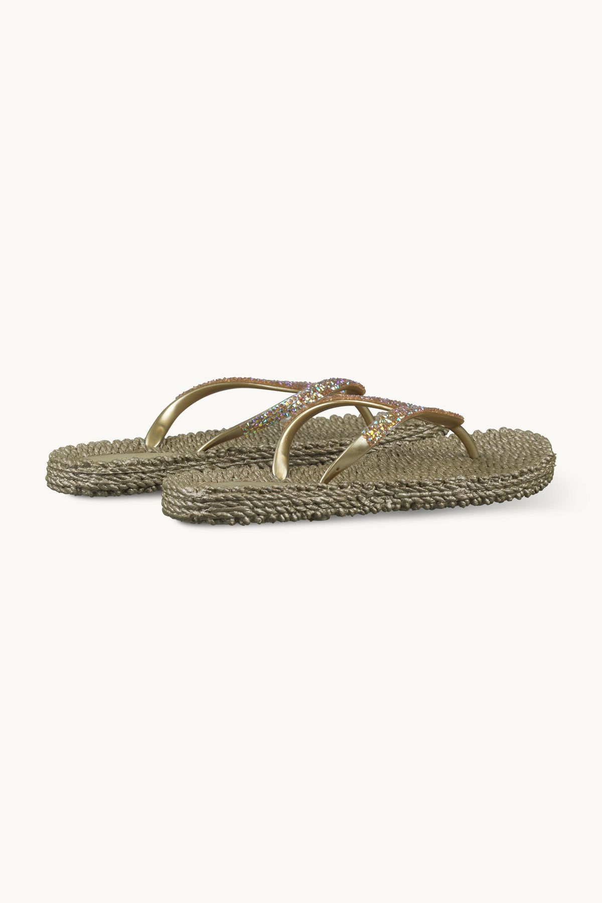 Flip-flops with Rhinestone-embellished Straps - Platin