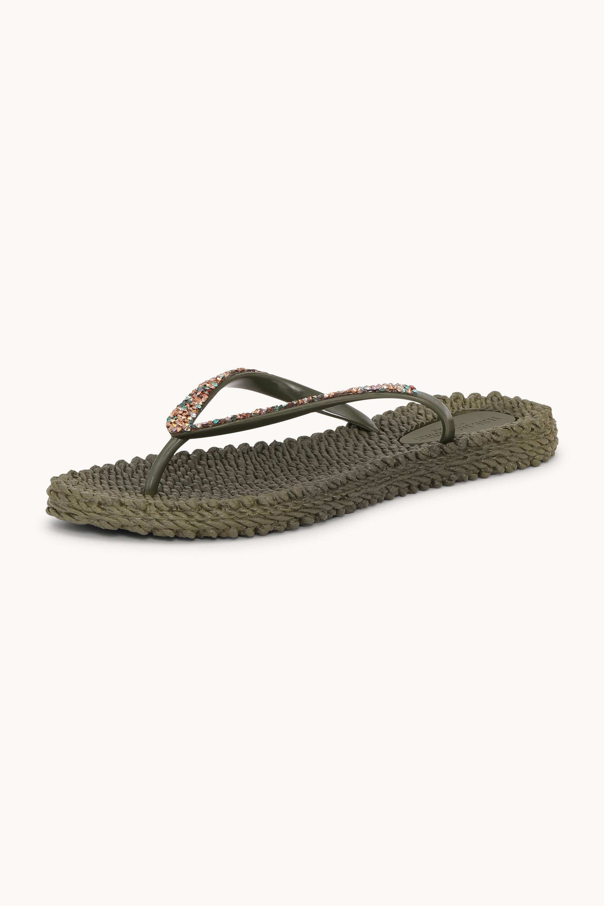 Flip Flops with Rhinestones - Army