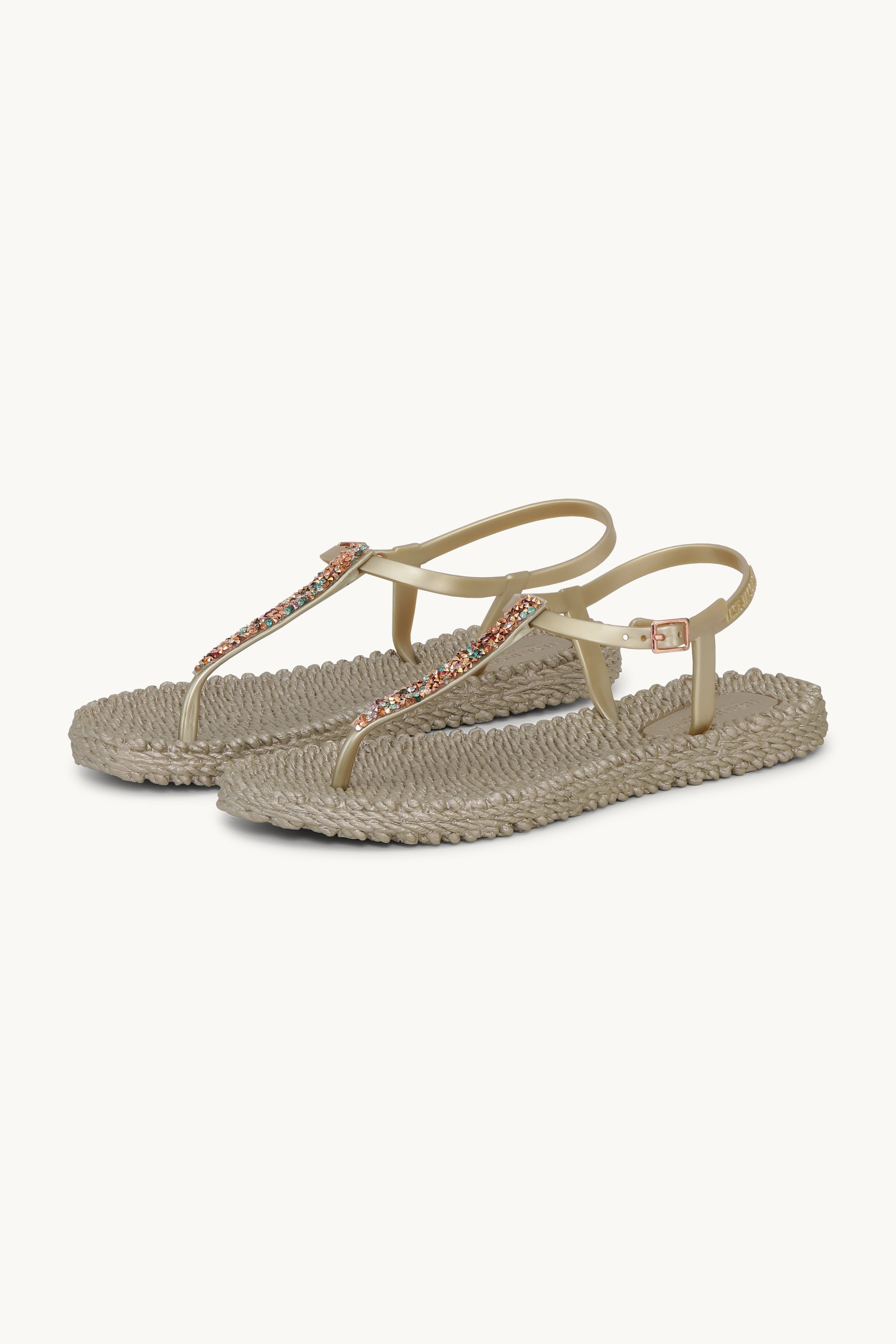 Flip Flops with Rhinestones - Platin
