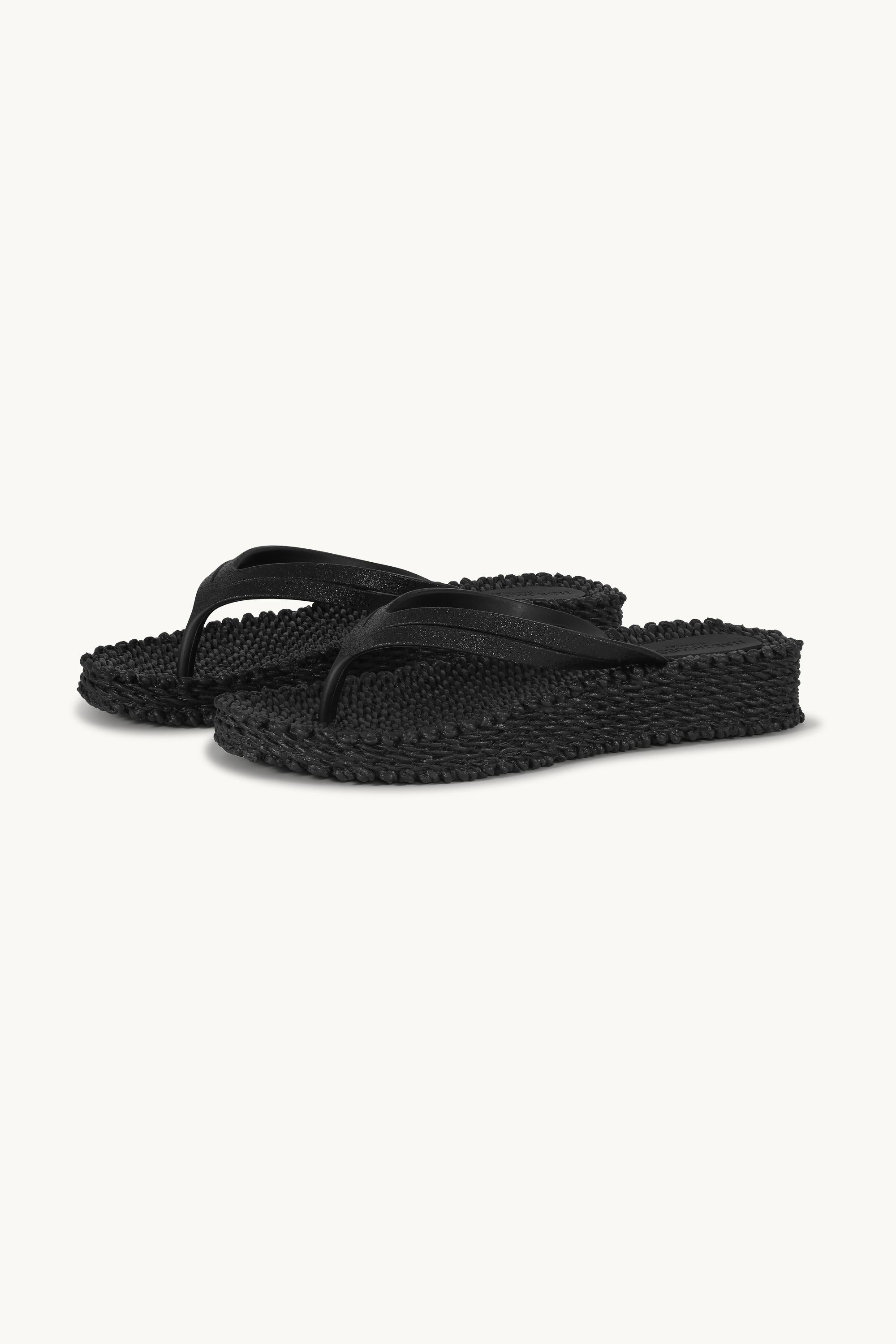 Platform Flip-flops Glitter - Black