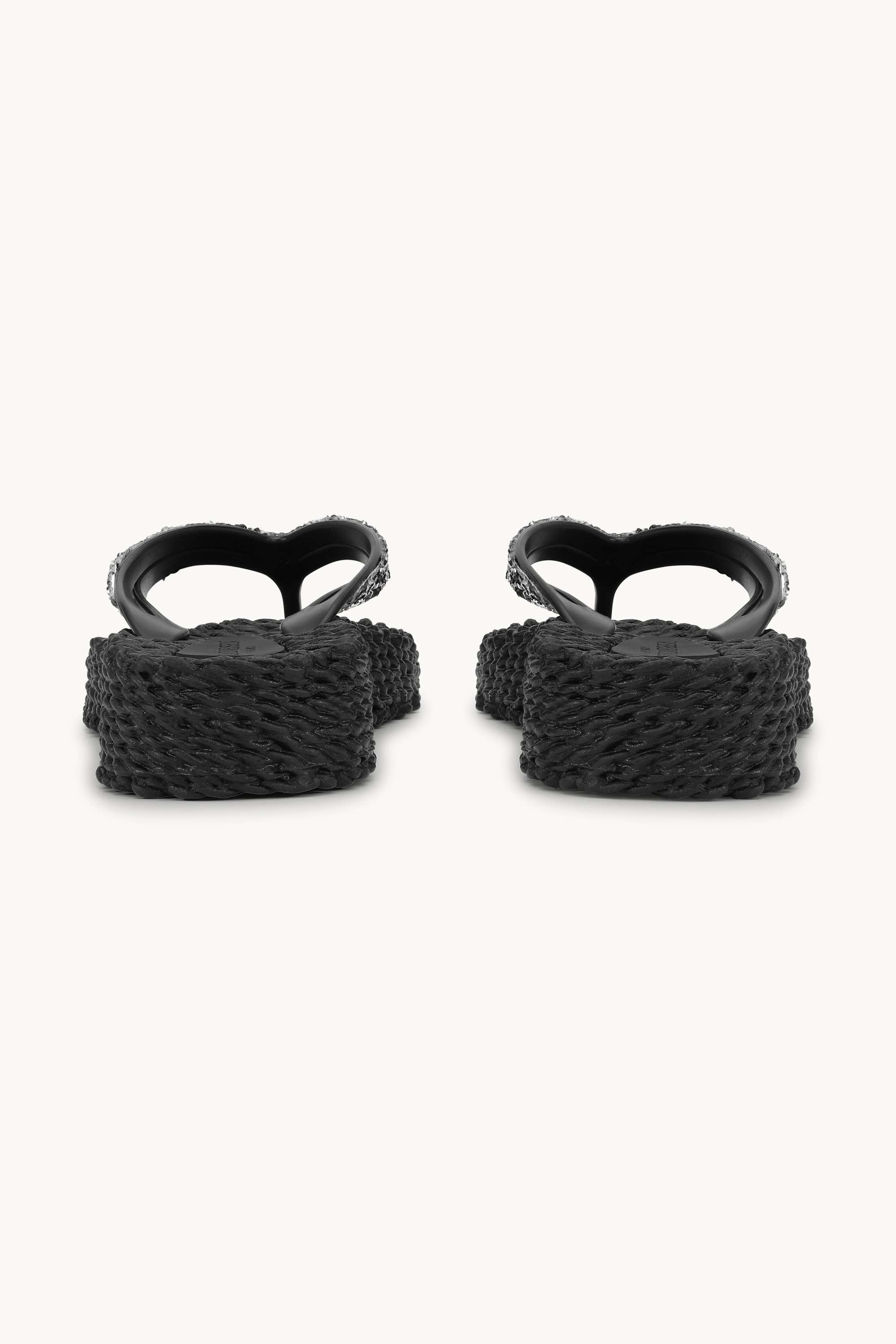 Platform Flip-flops Glitter Stones - Black