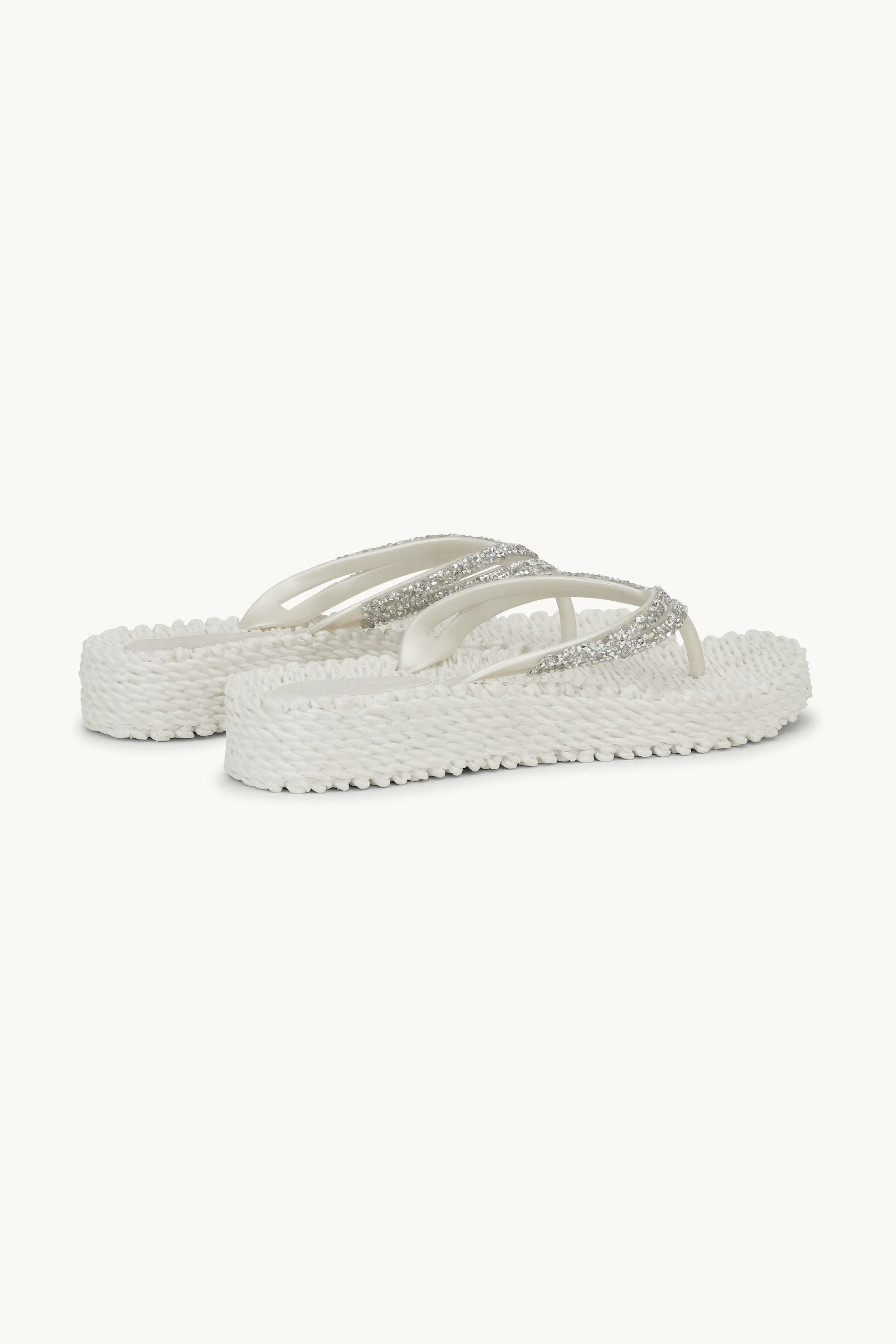 Platform Flip-flops Glitter Stones - Creme