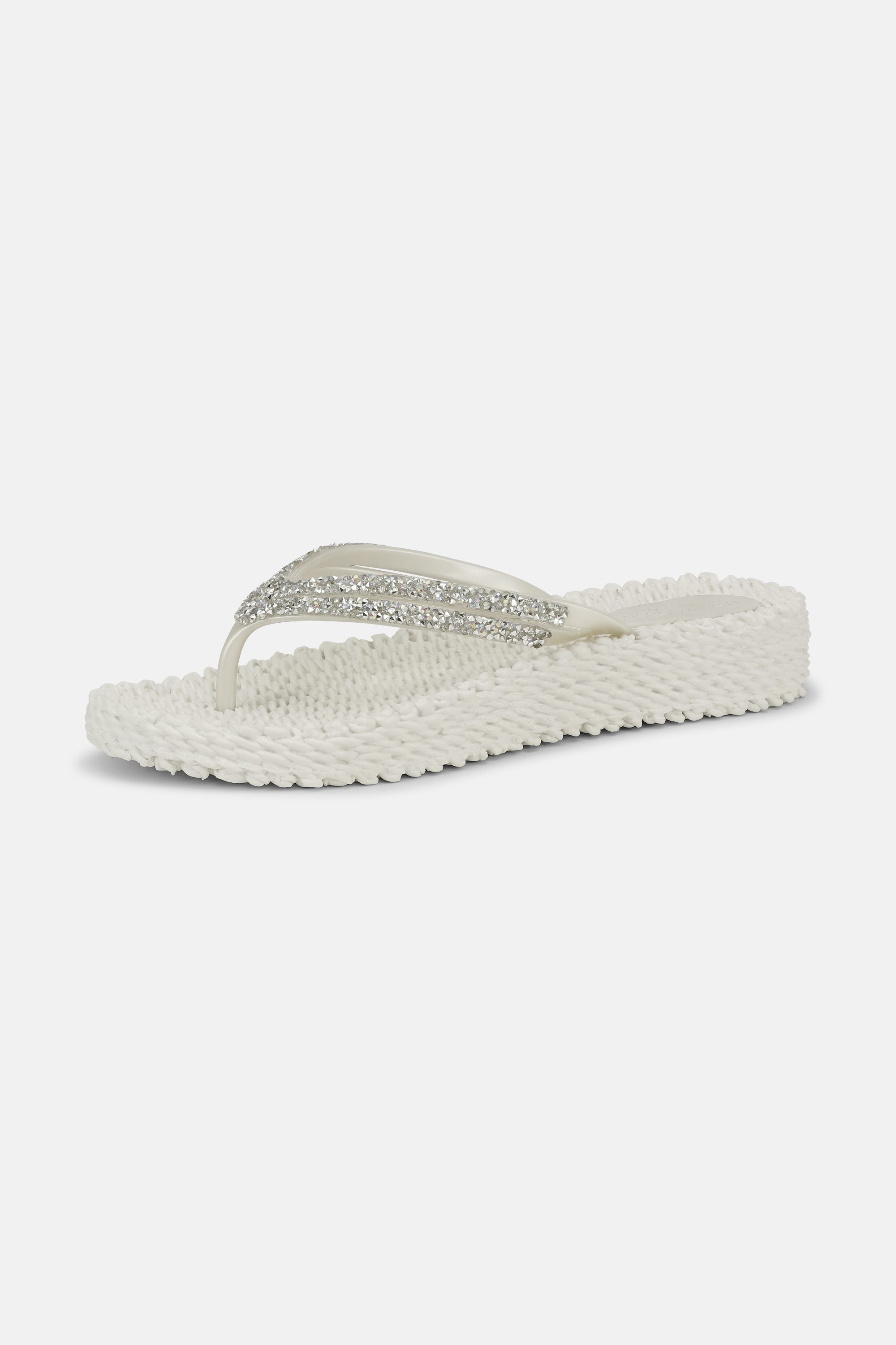 Platform Flip-flops Glitter Stones - Creme