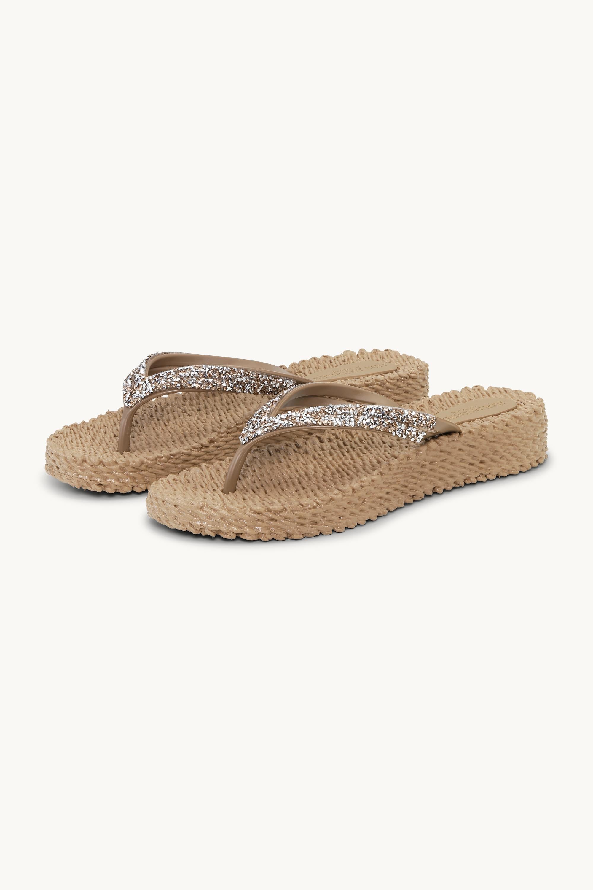 Platform Flip-flops Glitter Stones - Mocca