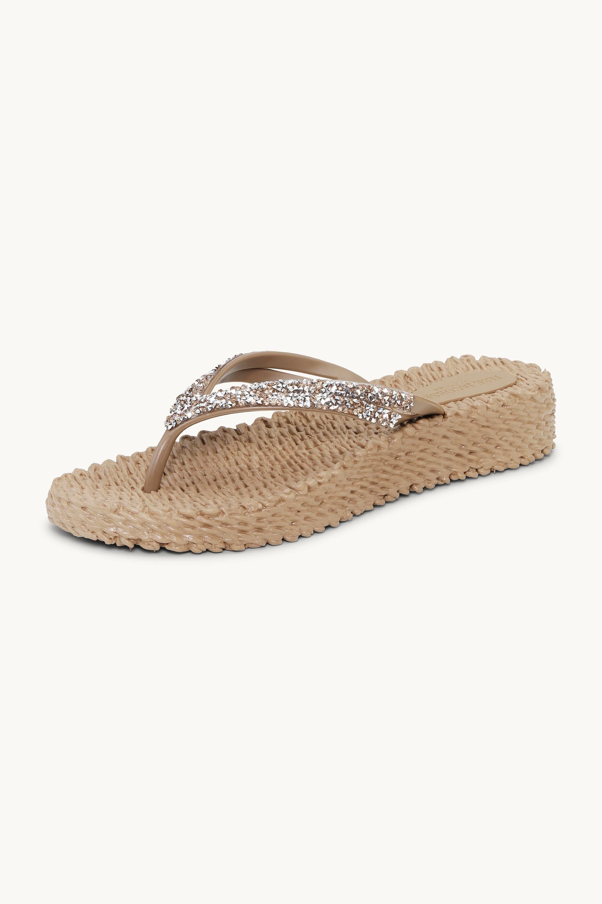 Platform Flip-flops Glitter Stones - Mocca