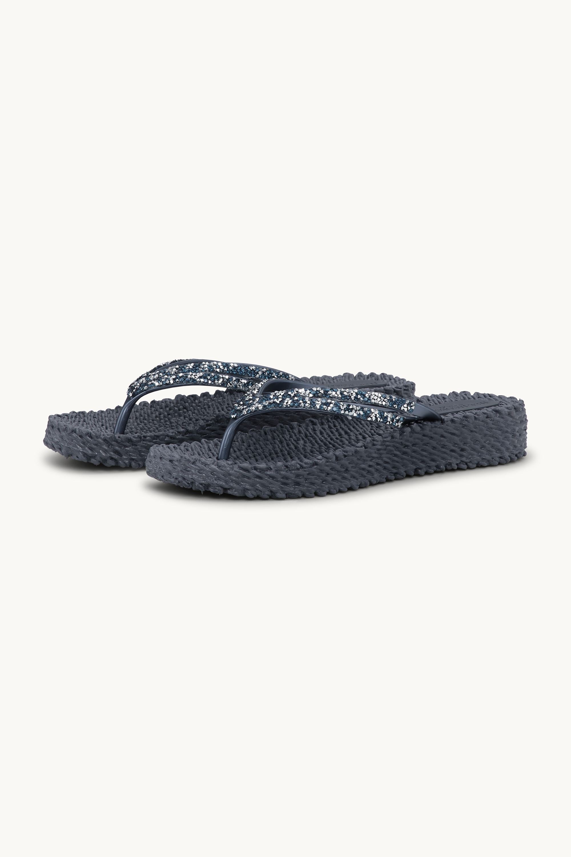 Platform Flip-flops Glitter Stones - Ombre Blue