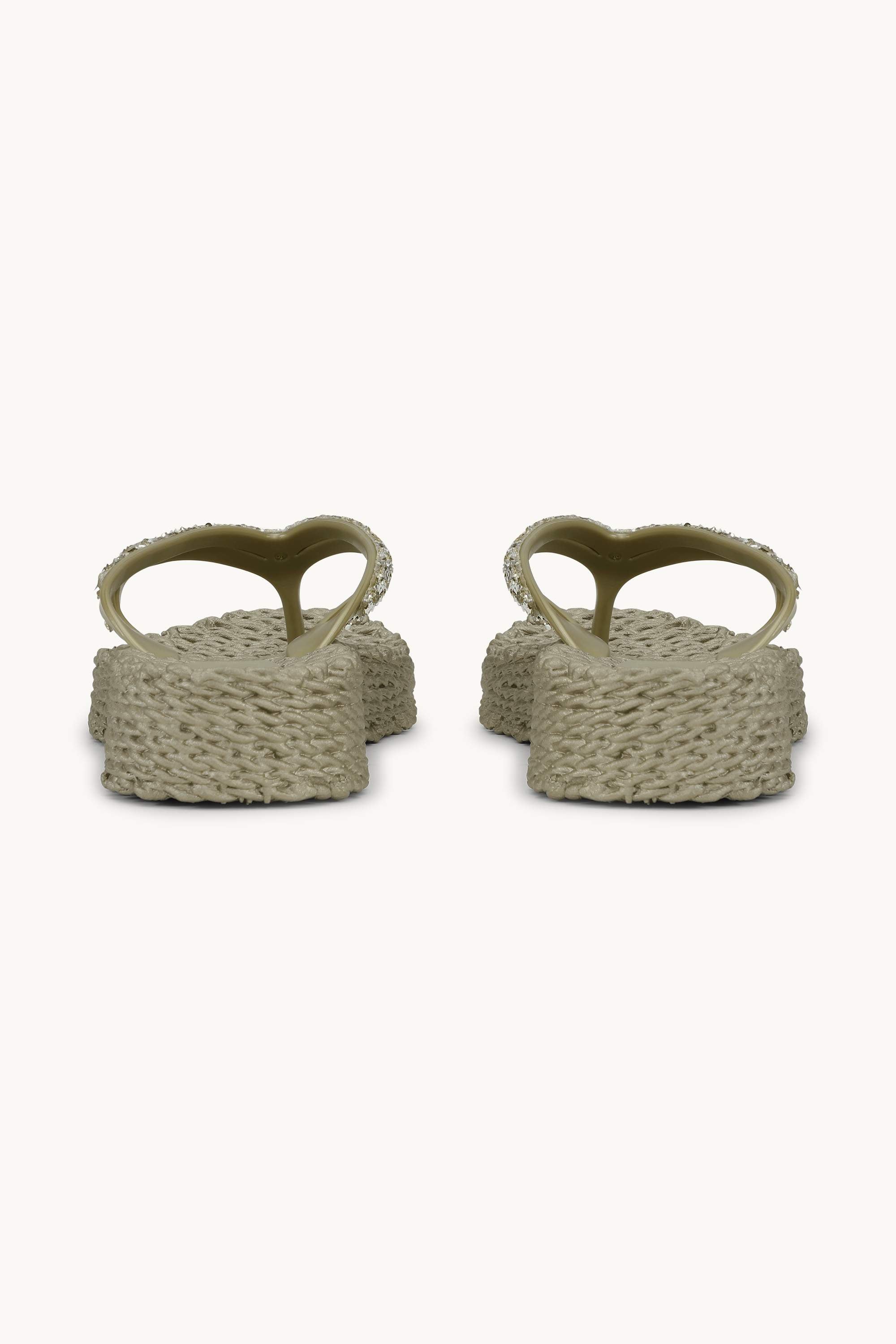 Platform Flip-flops Glitter Stones - Platin
