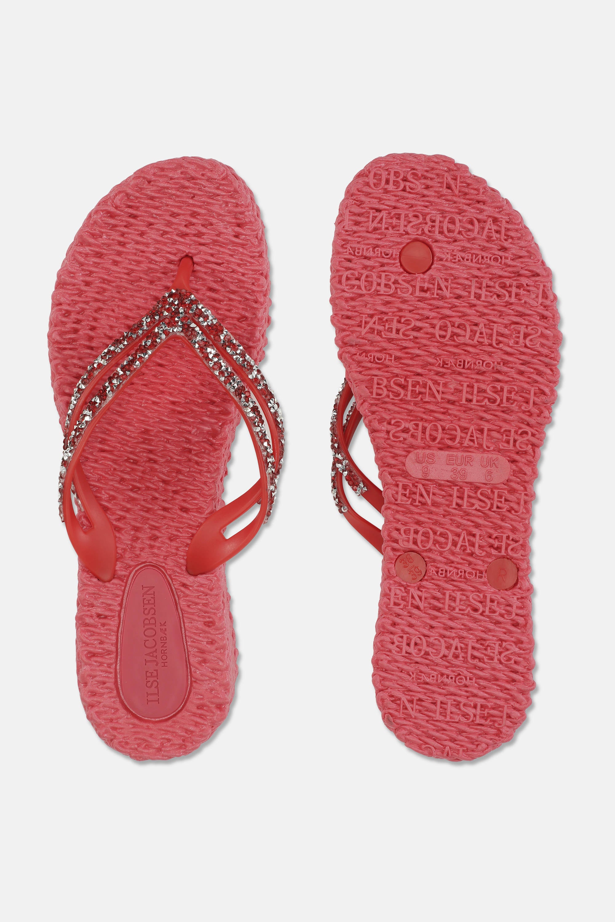 Platform Flip-flops Glitter Stones - Raspberry