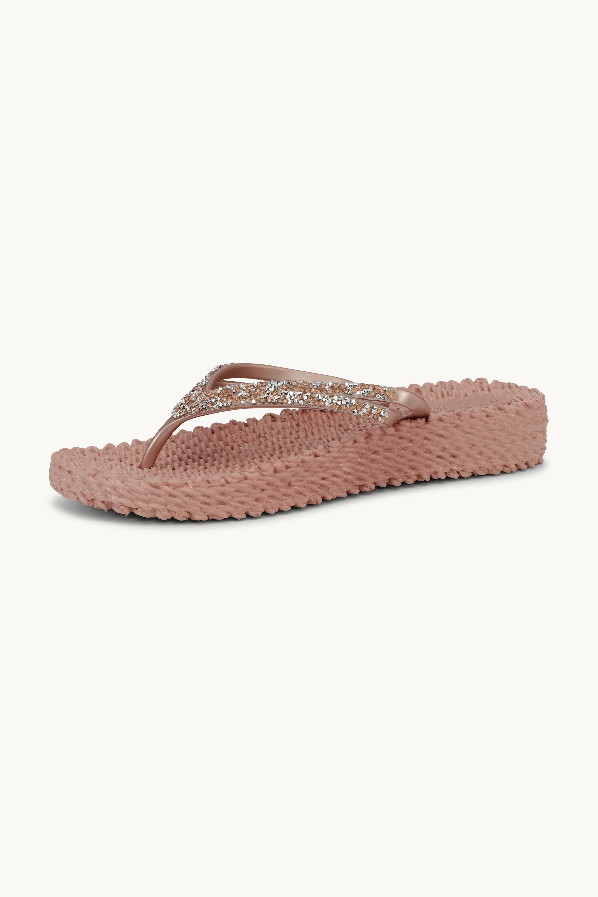 Platform Flip-flops Glitter Stones - Misty Rose
