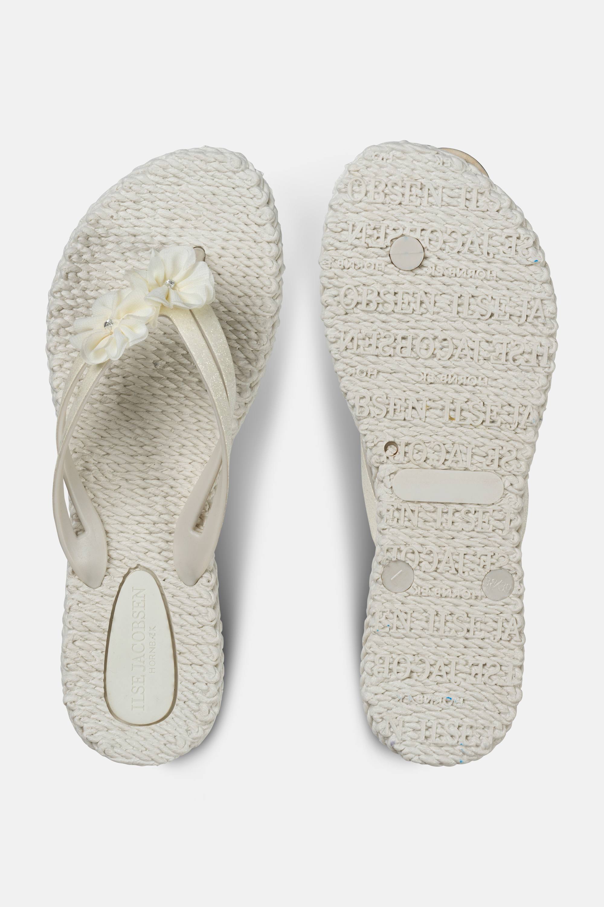 Flip Flops with Flowers - Creme