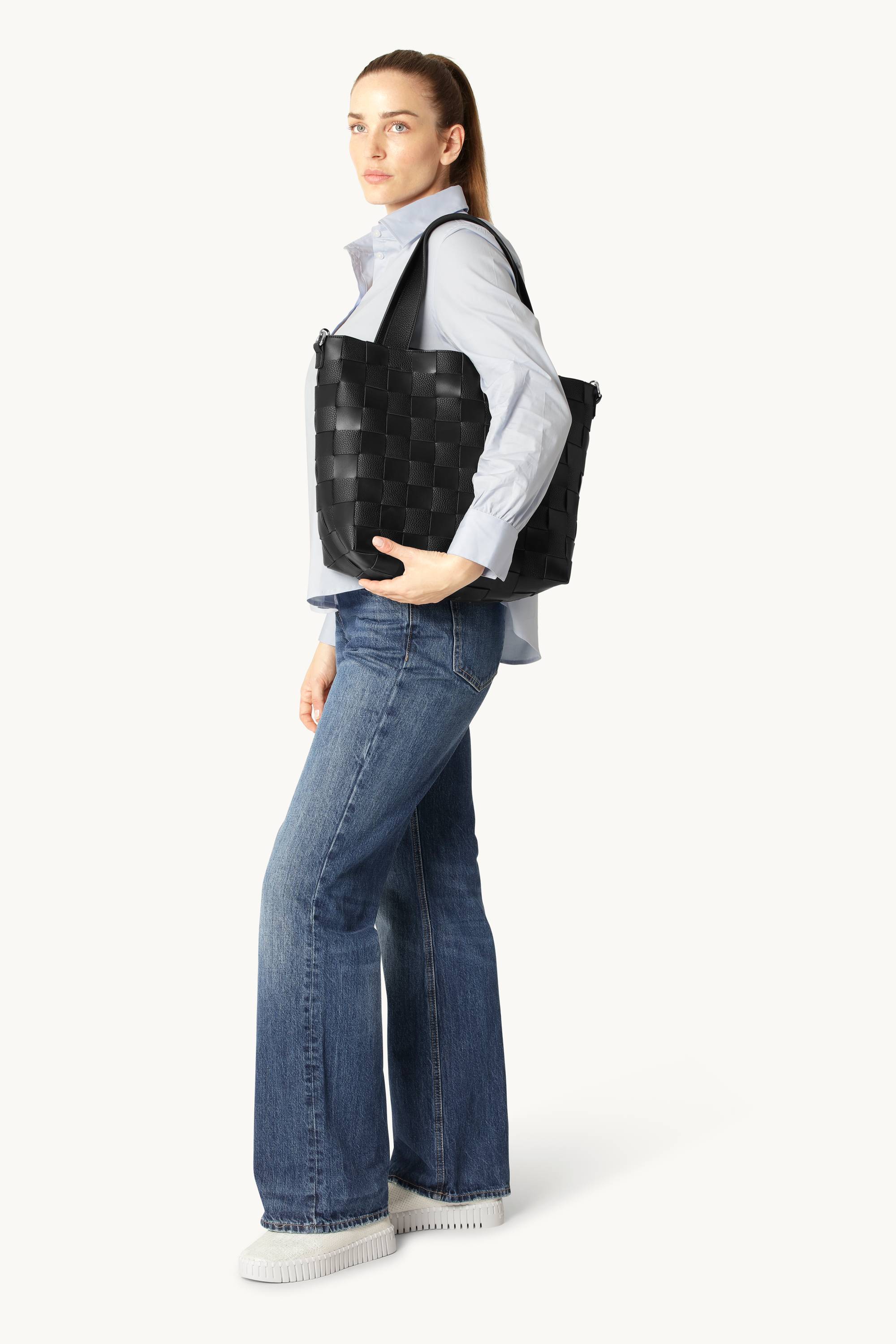 Braided Cross-Body Shopper - Black