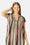 Short Sleeve Long Dress Pintuck - Beige Organic Stripe