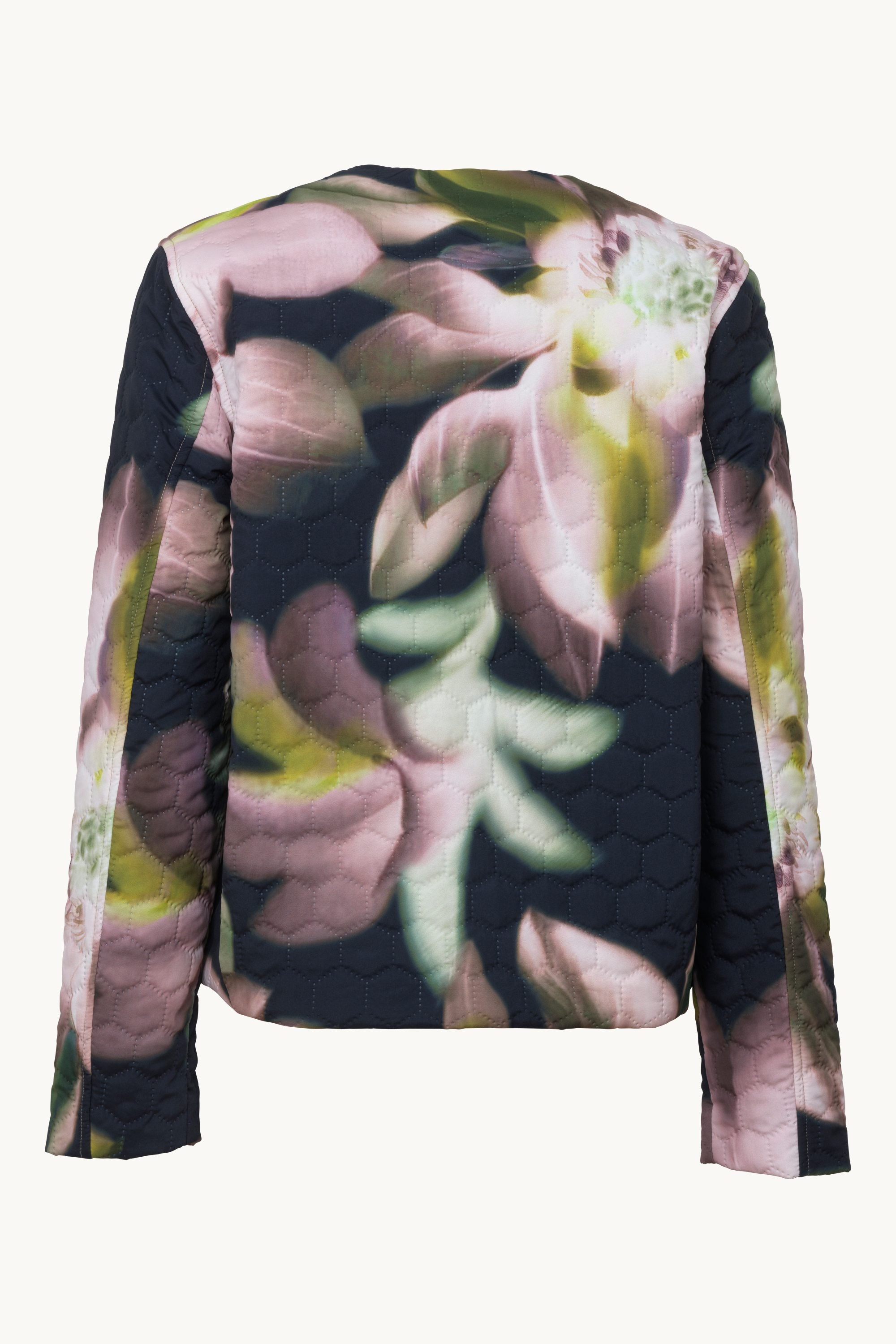 Short Quilted Jacket - Dark Photoristic Flower
