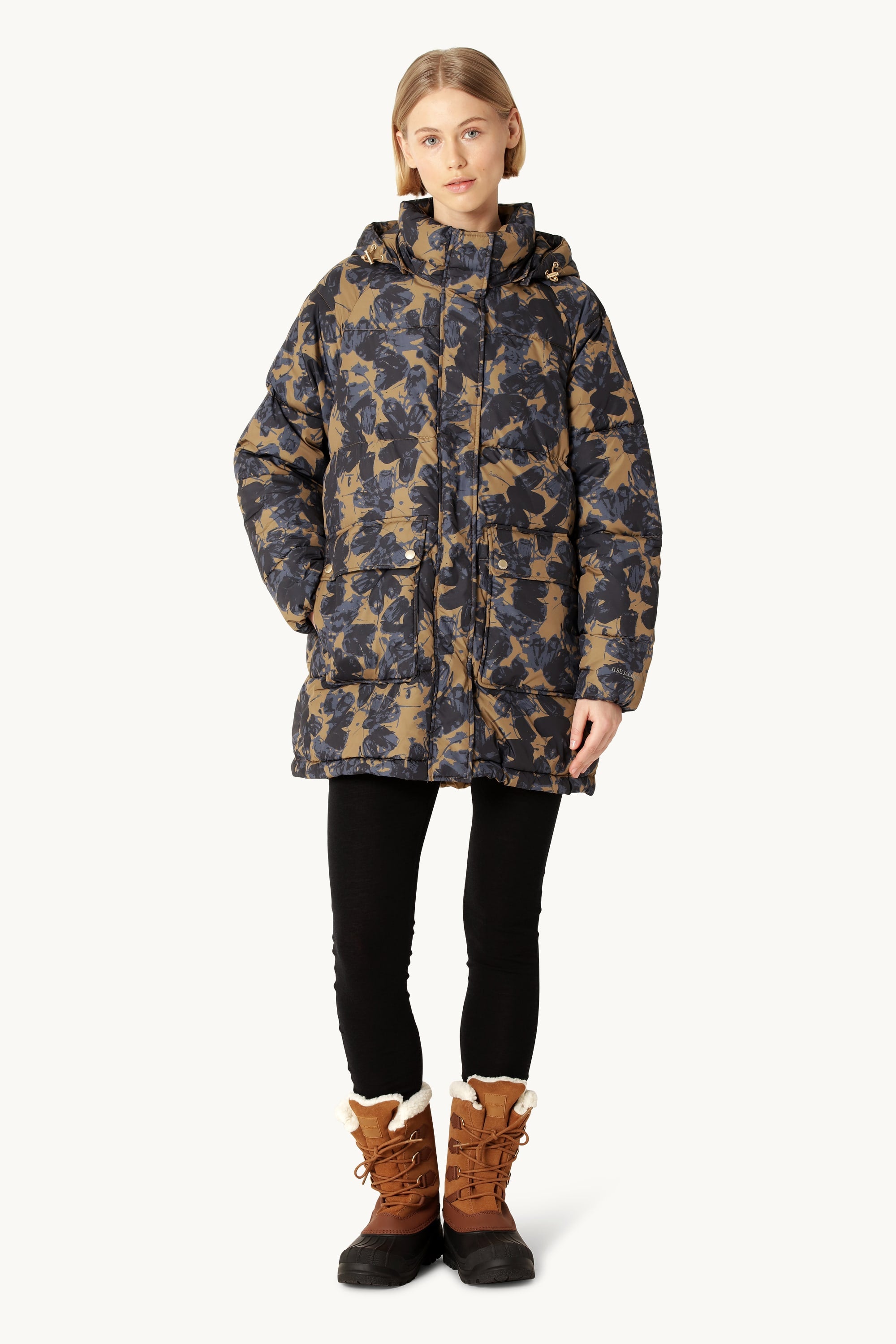 Oversized Padded Coat - Beige Butterfly