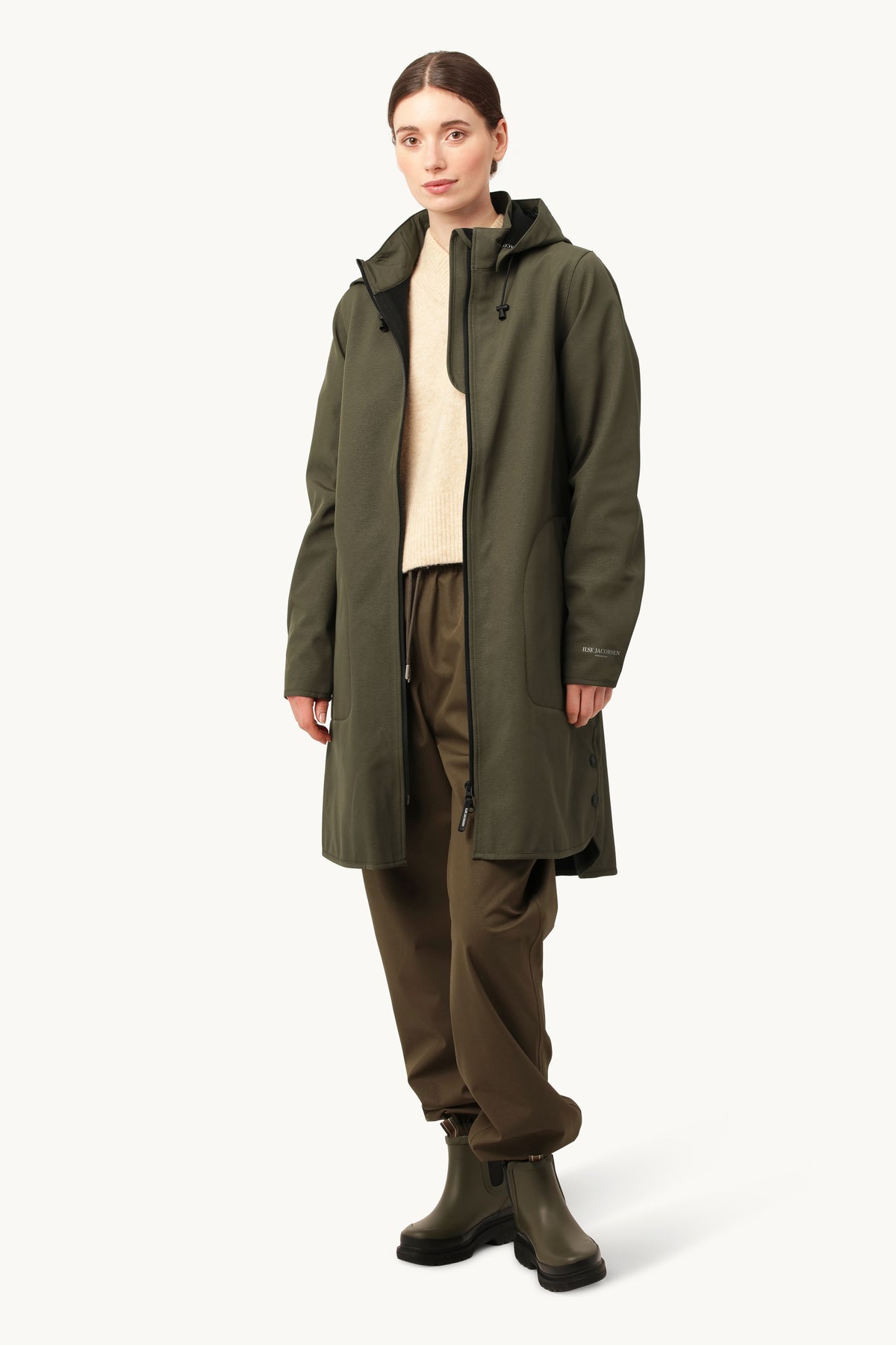Softshell Raincoat A-line - Army 最終☆ILSE JACOBSEN☆防水&防寒☆A 
