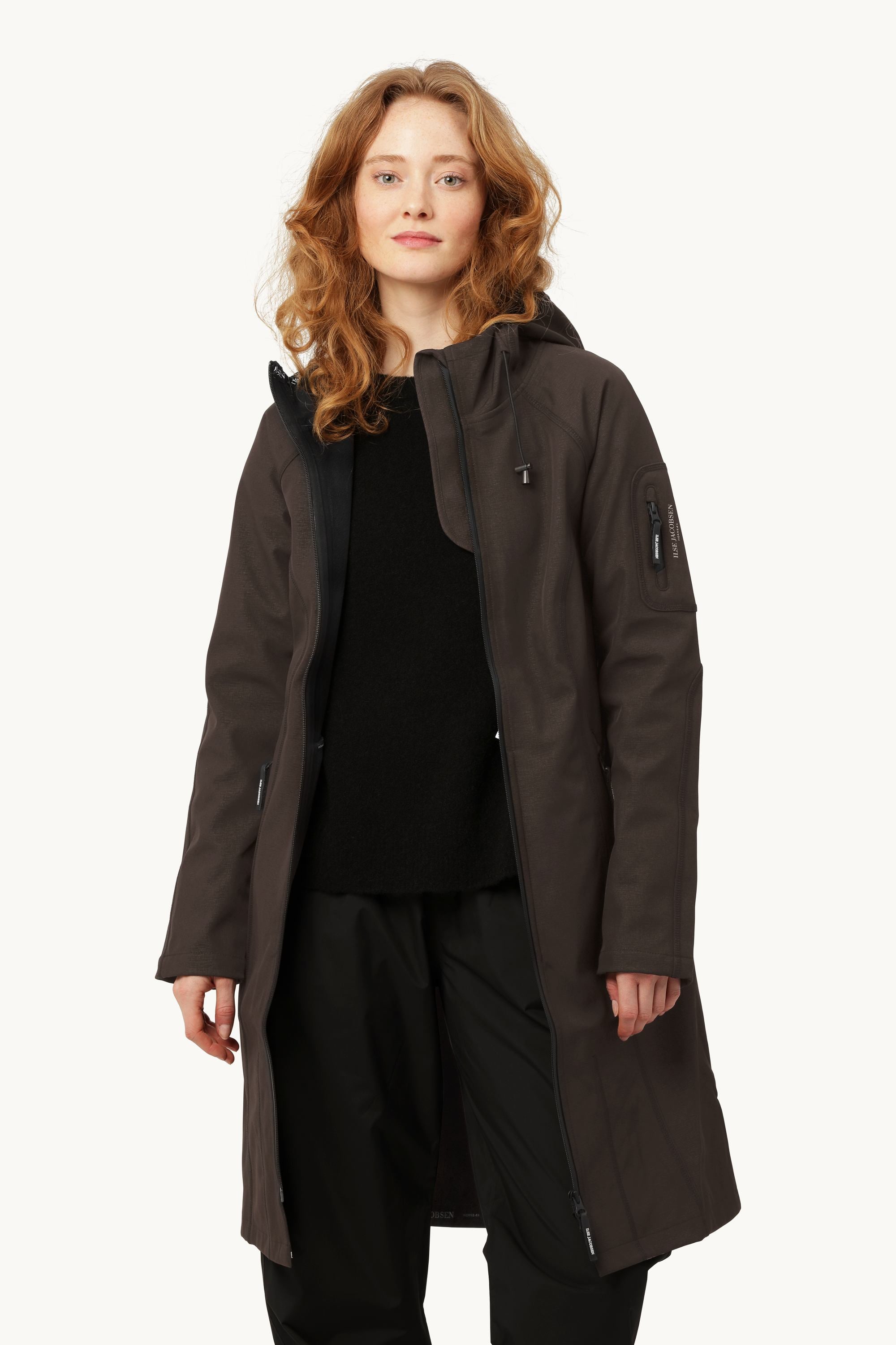Long Softshell Raincoat - Black