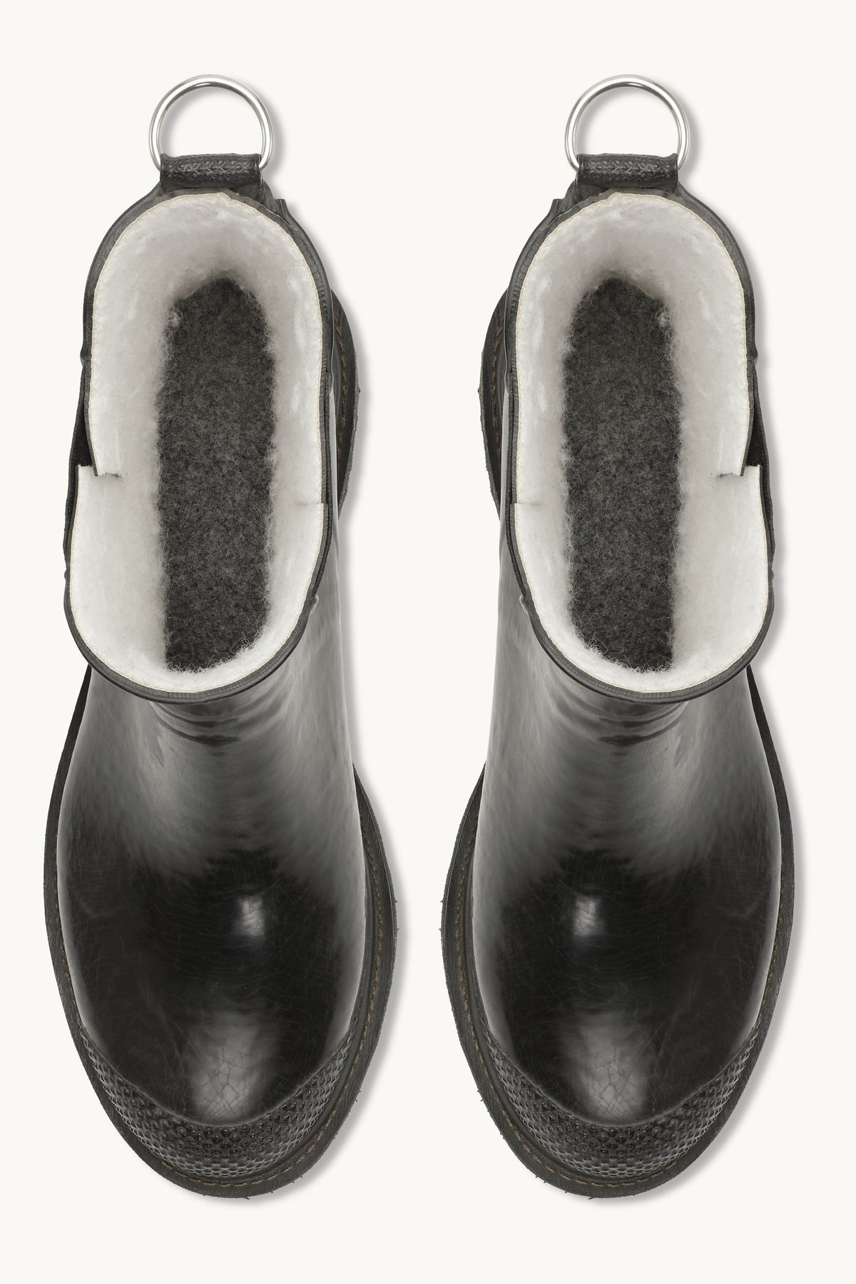 Short Rubber Boots With High Heel - Black