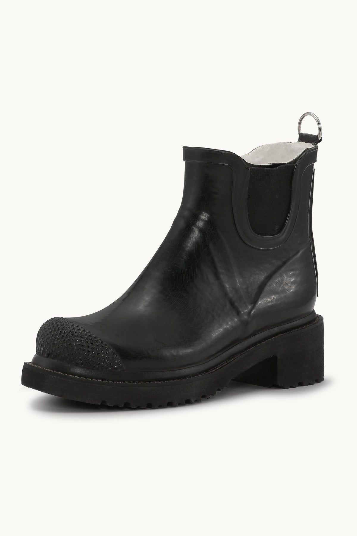 Short Rubber Boots With High Heel - Black