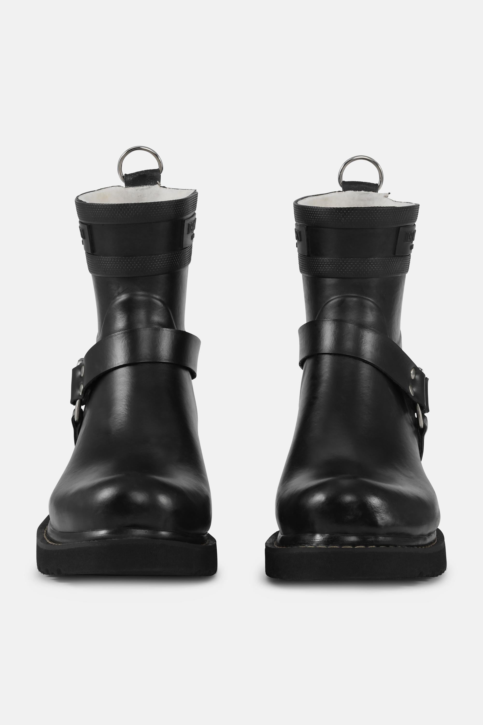 Short Biker Rubber Boots - Black Black