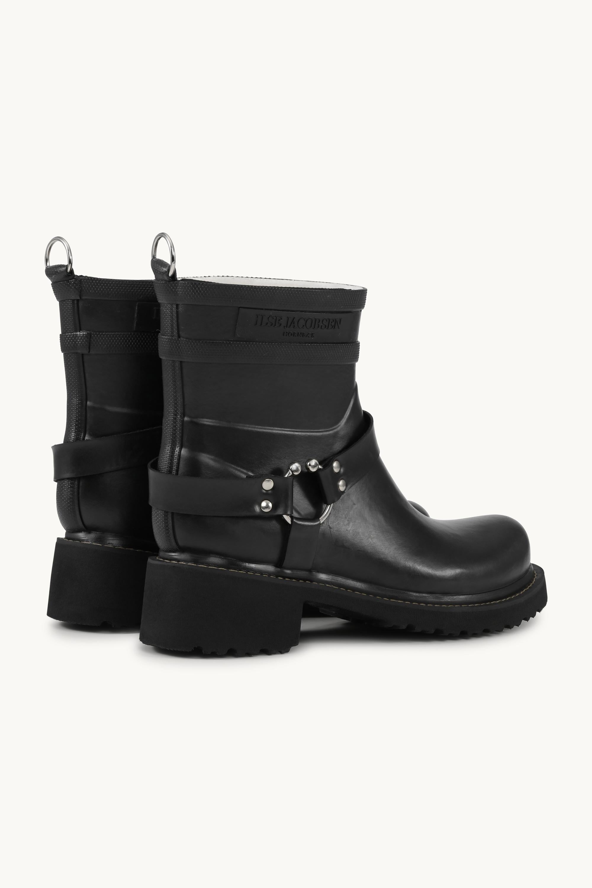 Short Biker Rubber Boots - Black Black