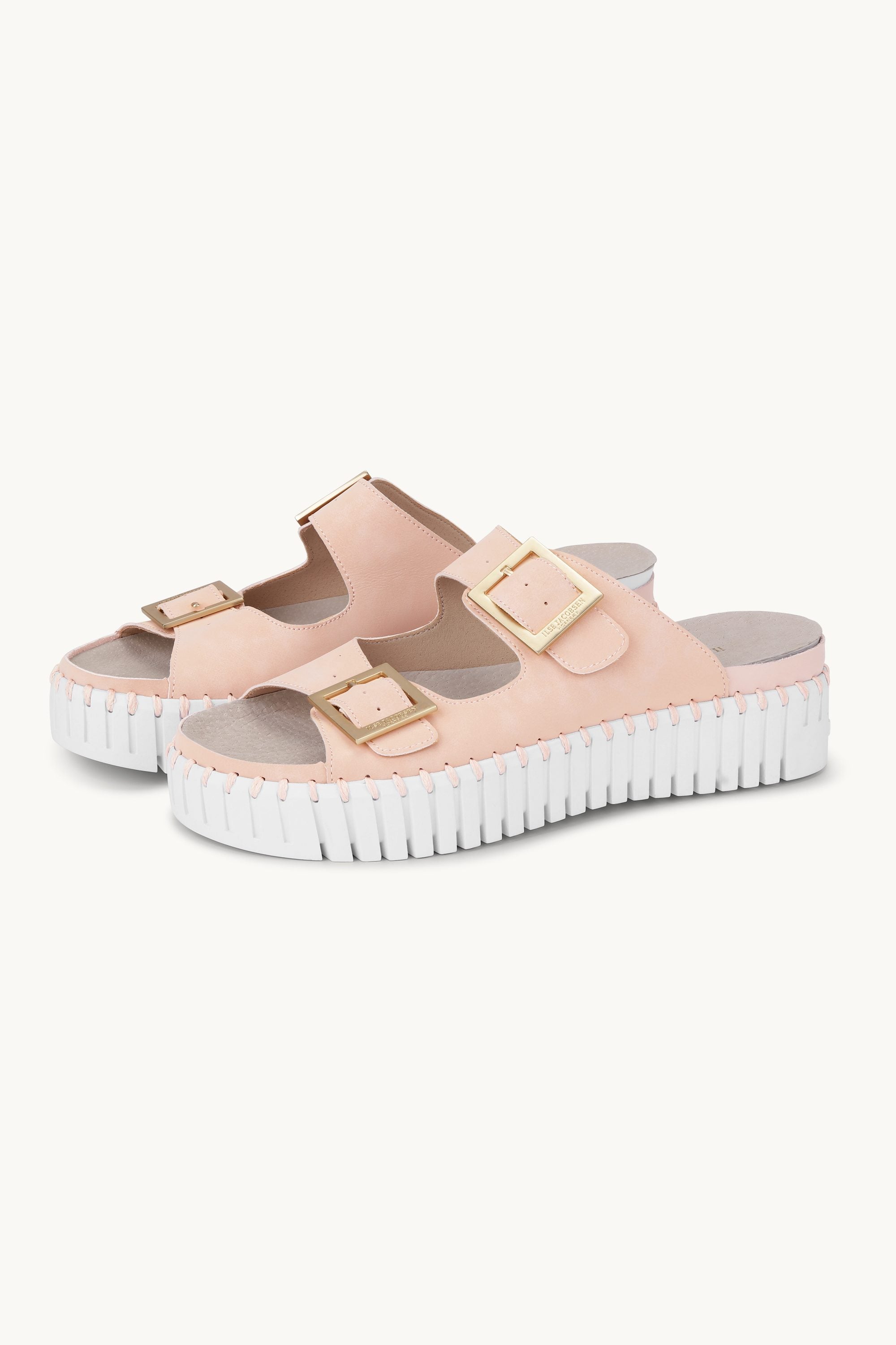 Platform Sandals Buckle - Adobe Rose White