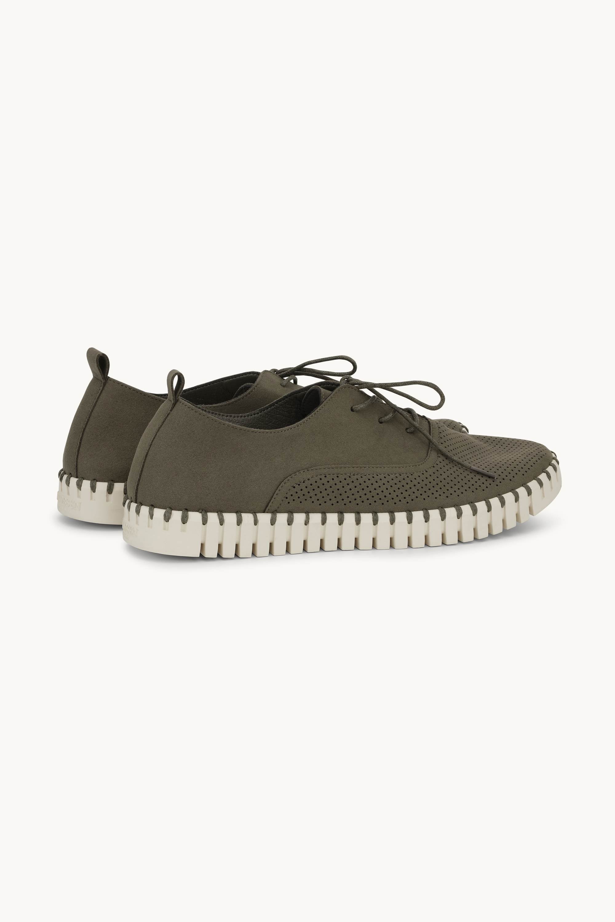 Men’s Shoes With Laces - Deep Olive Pearled Ivory