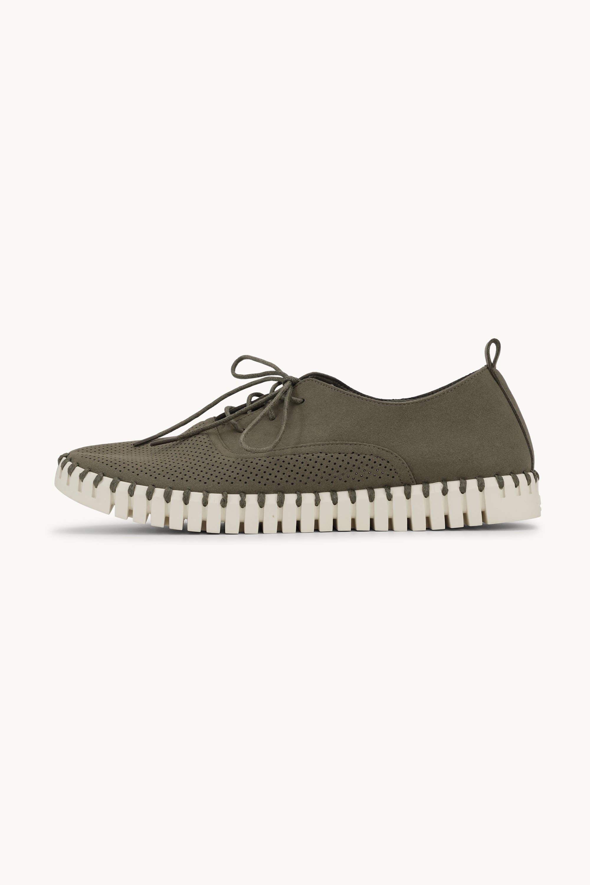 Men’s Shoes With Laces - Deep Olive Pearled Ivory