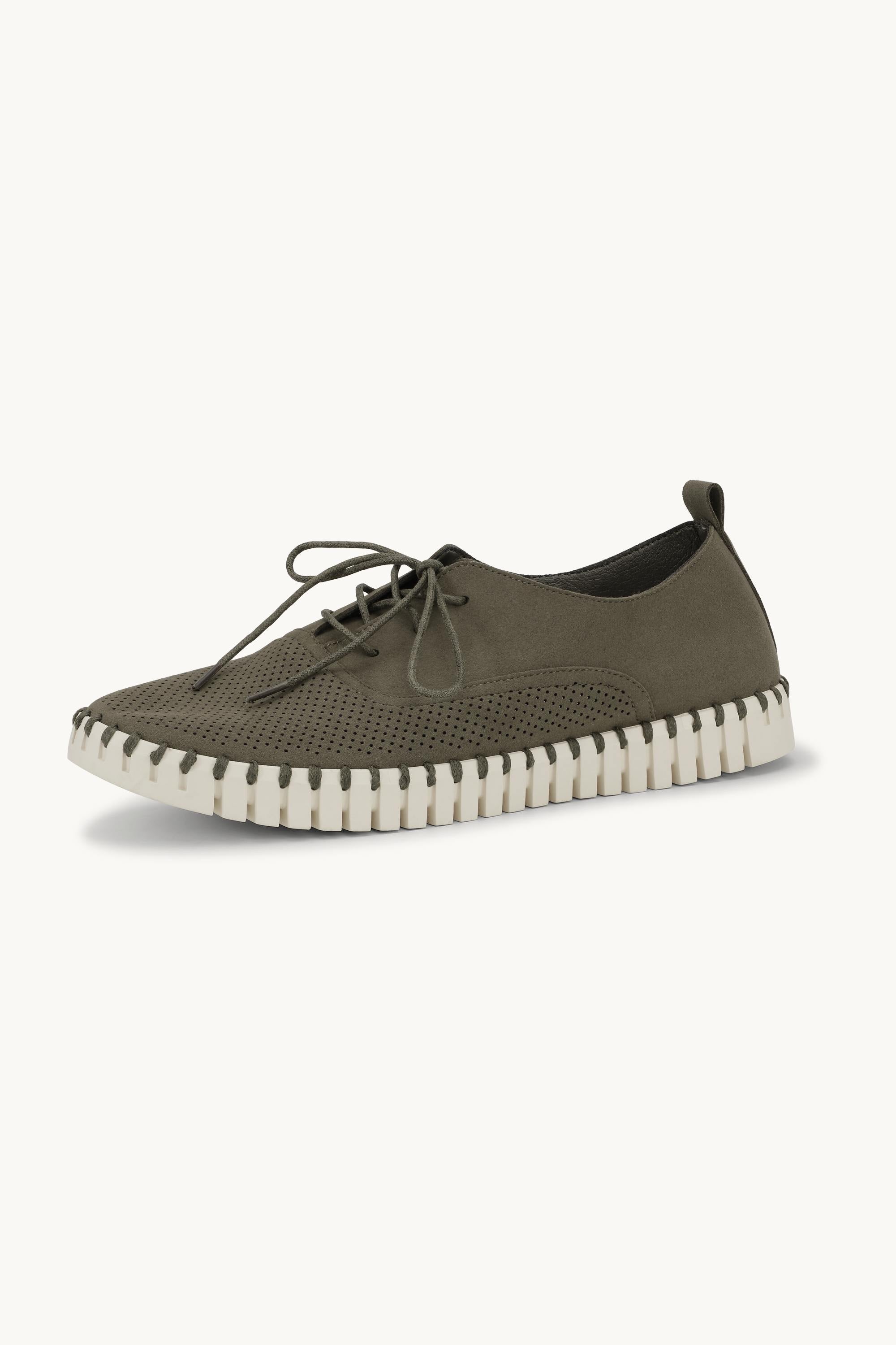 Men’s Shoes With Laces - Deep Olive Pearled Ivory